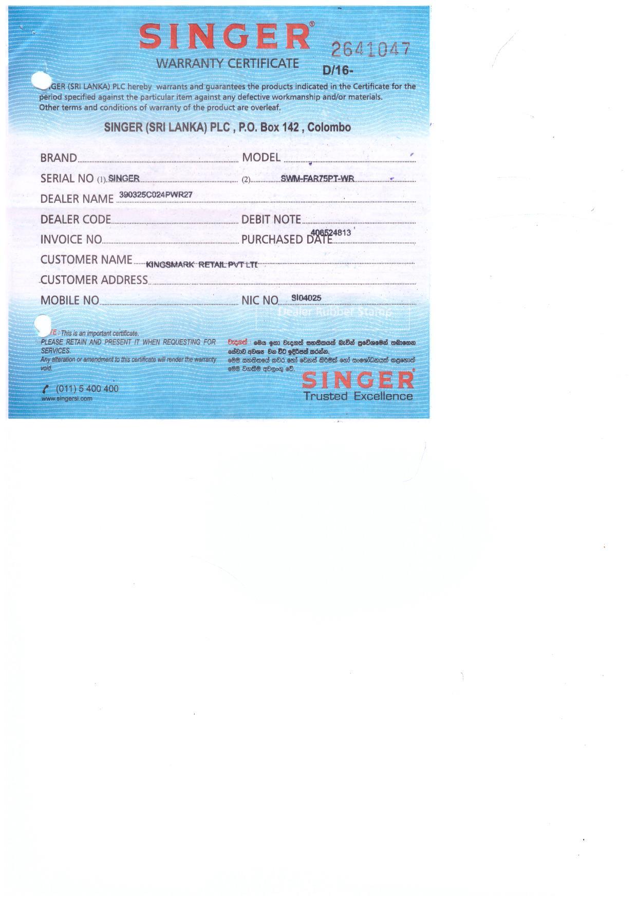 Warranty Front