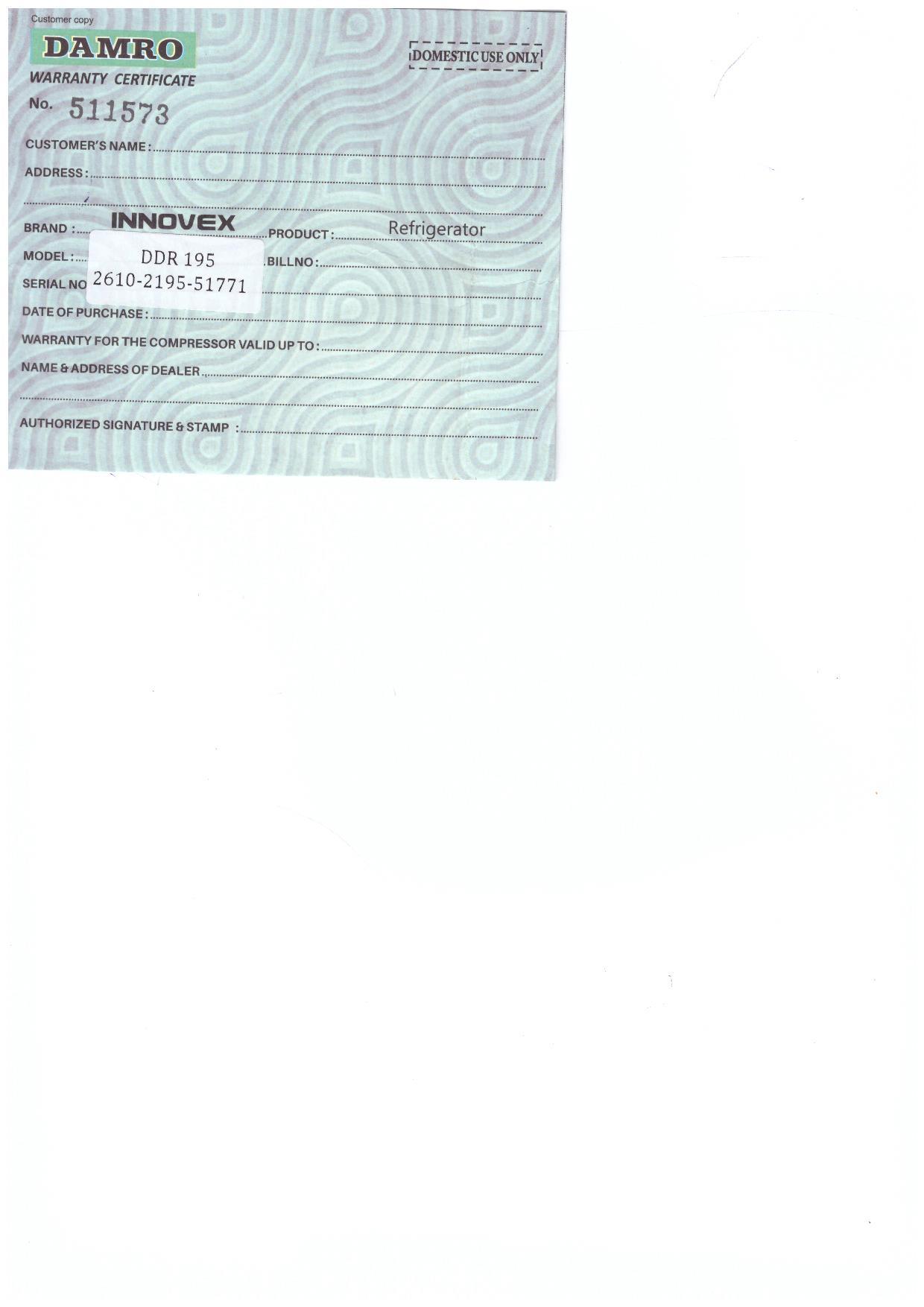 Warranty Front