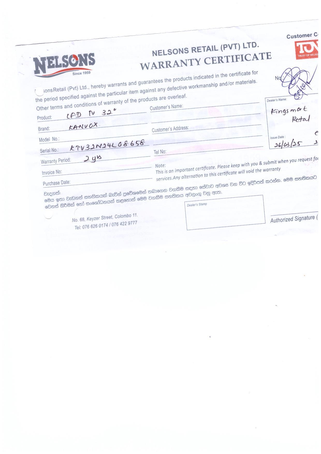 Warranty Front
