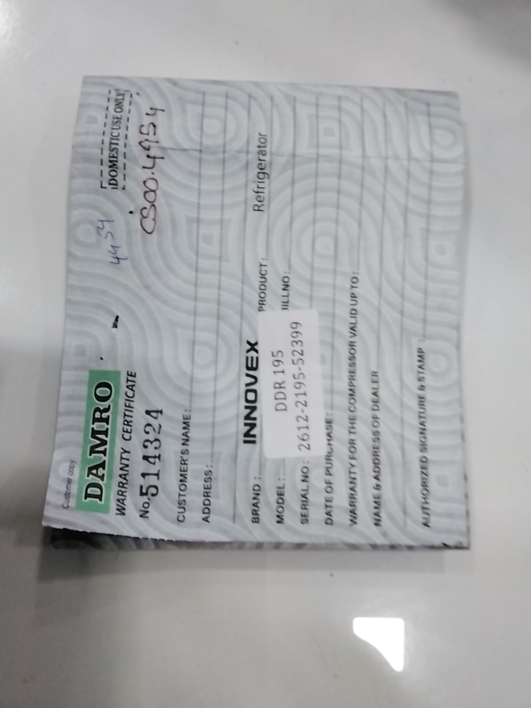 Warranty Front