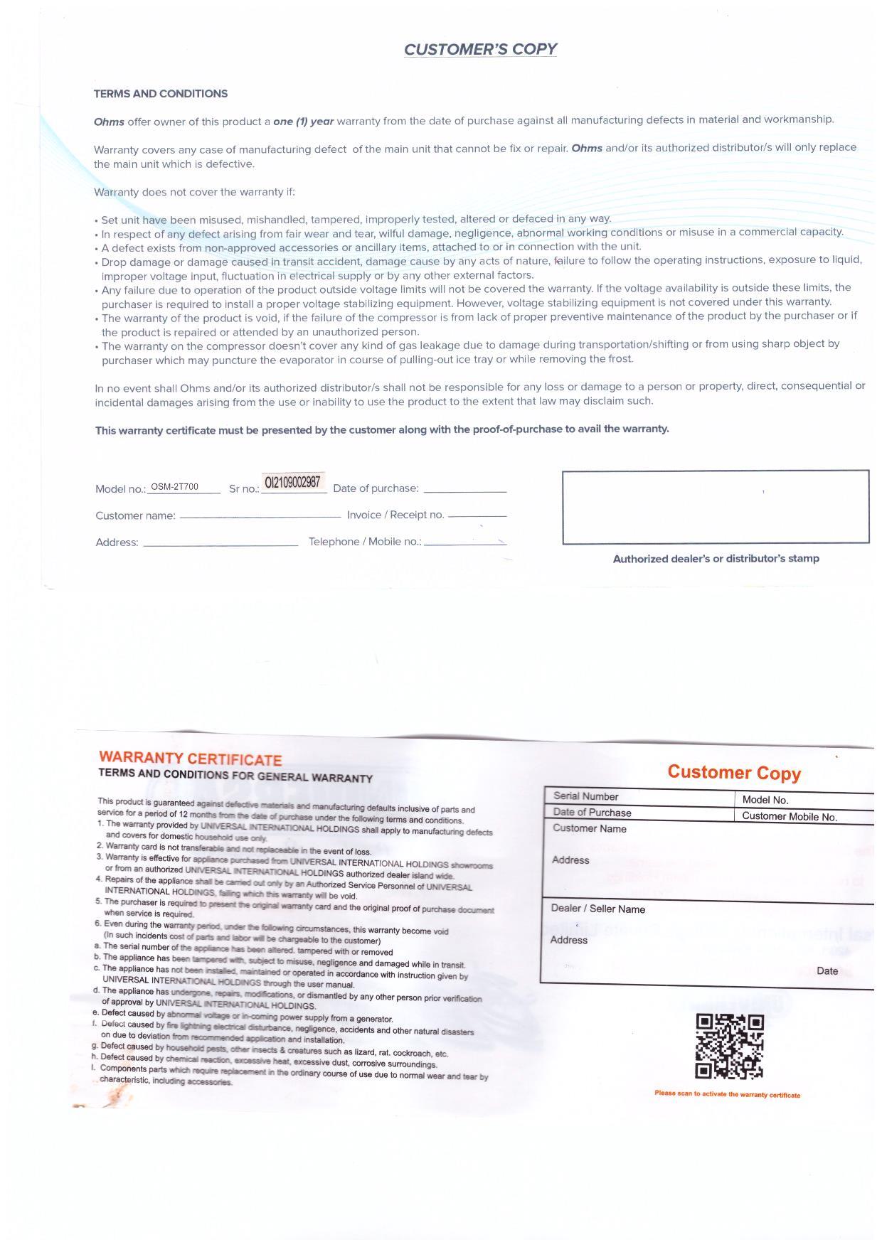 Warranty Front