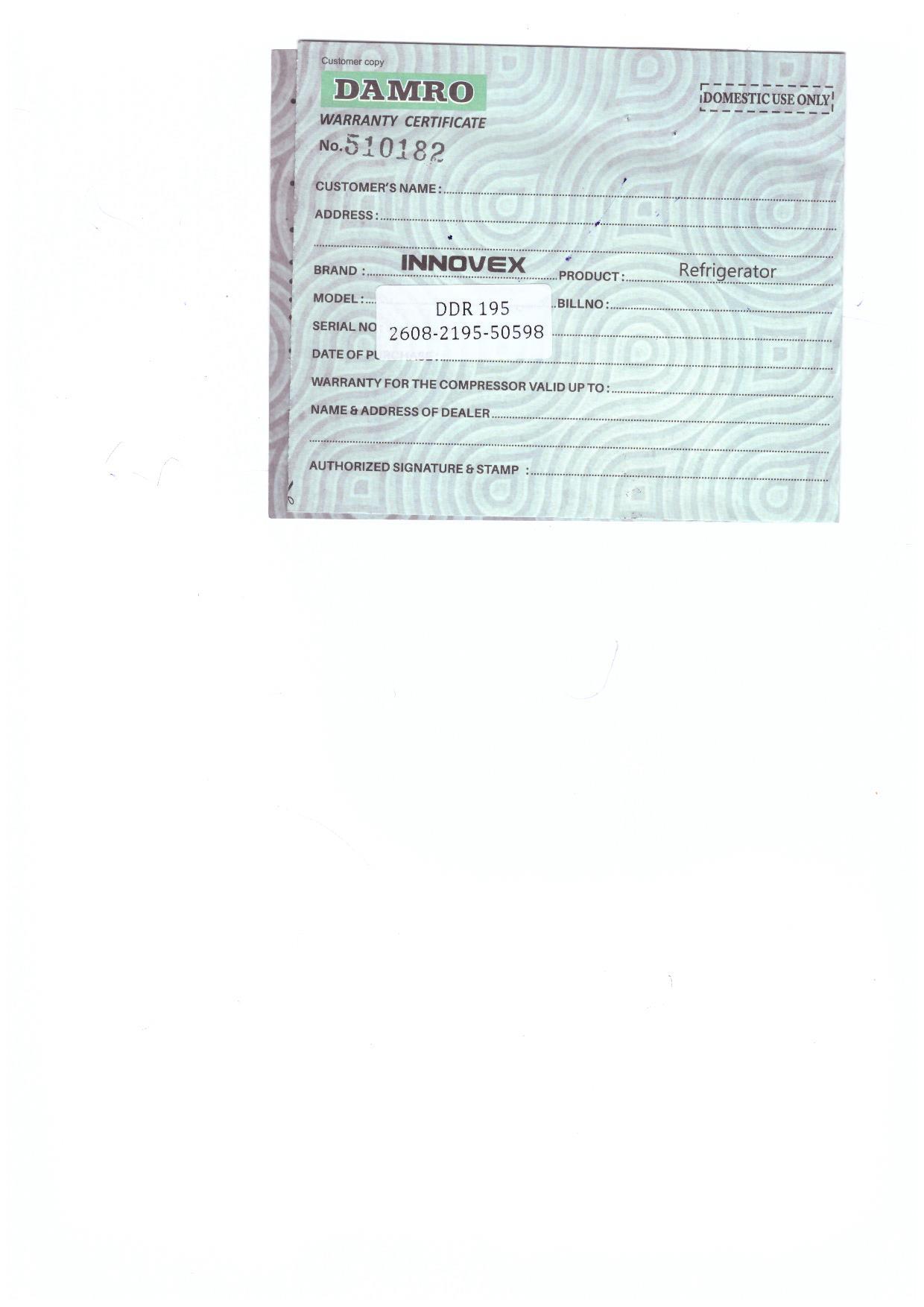 Warranty Front