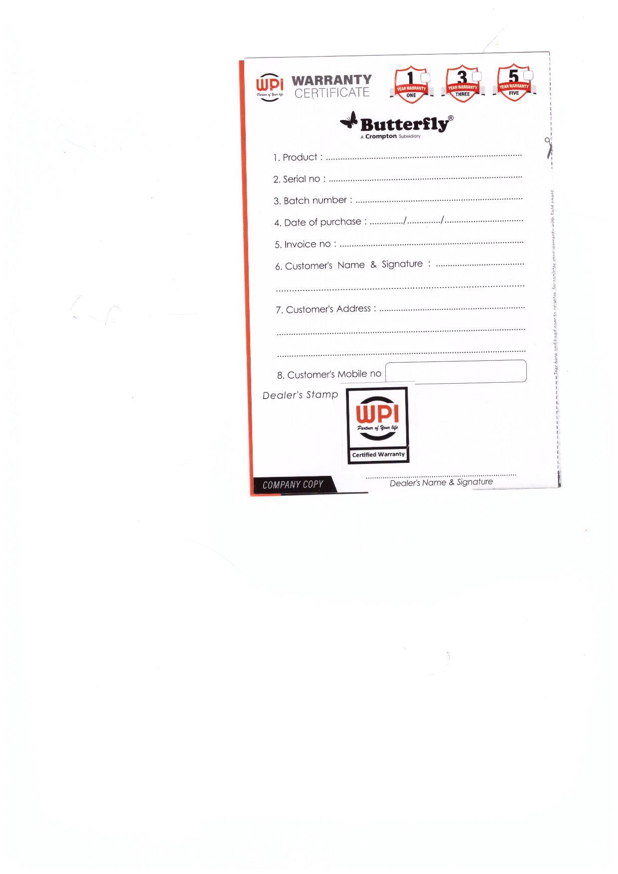 Warranty Front