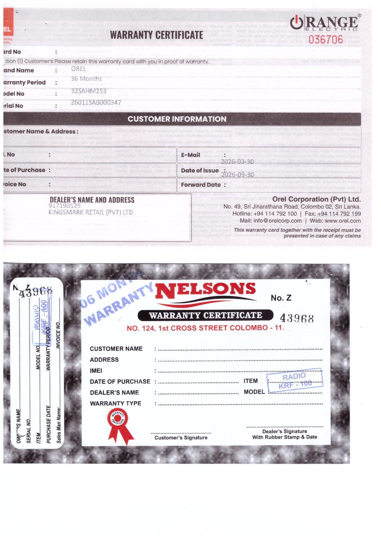 Warranty Front