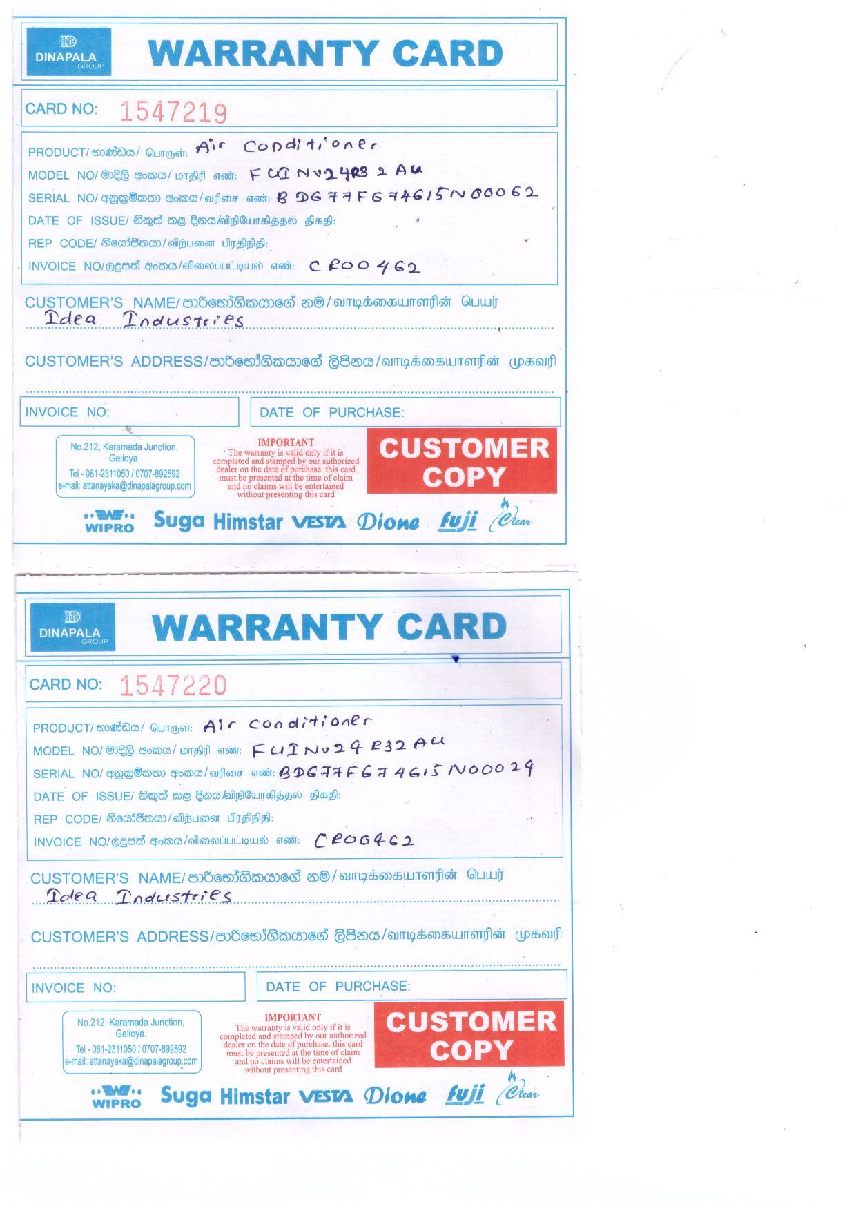 Warranty Front