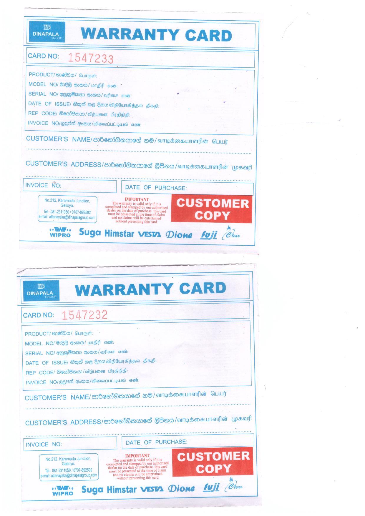 Warranty Front