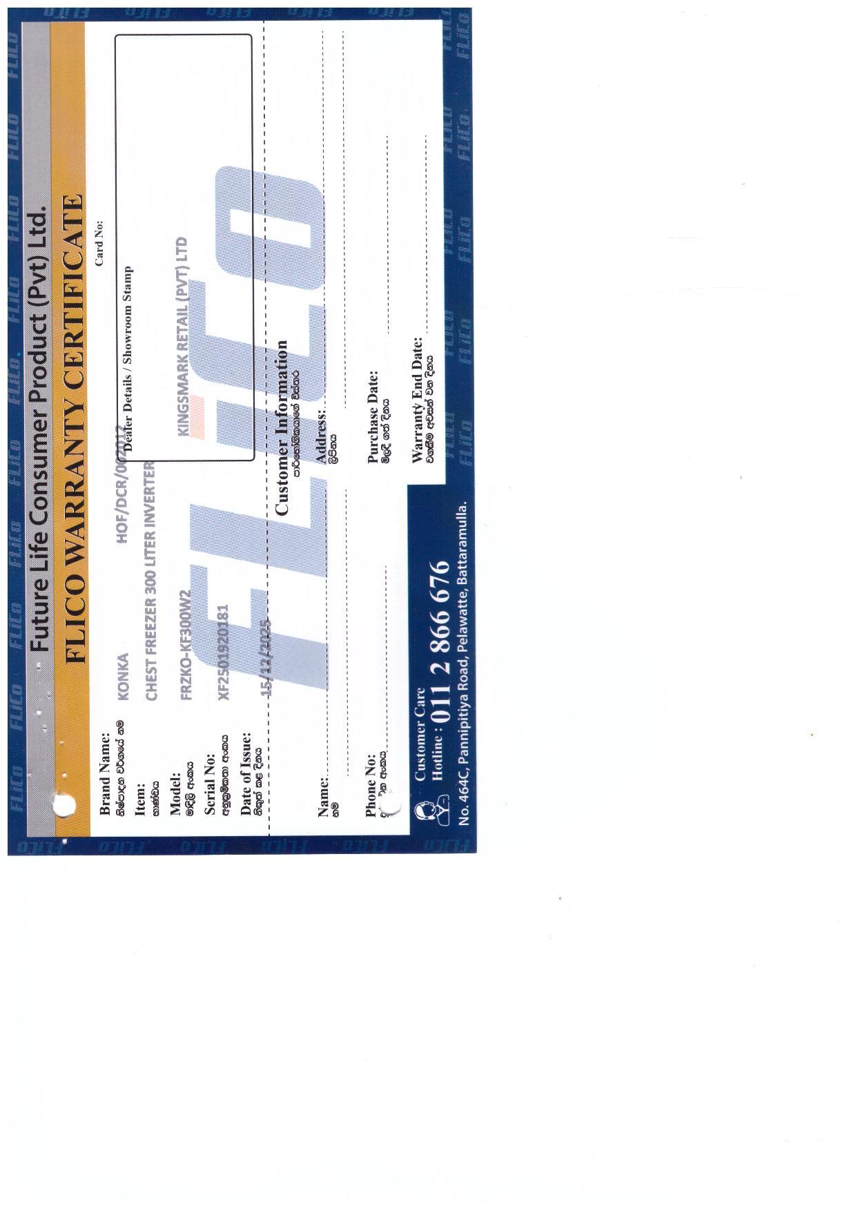 Warranty Front