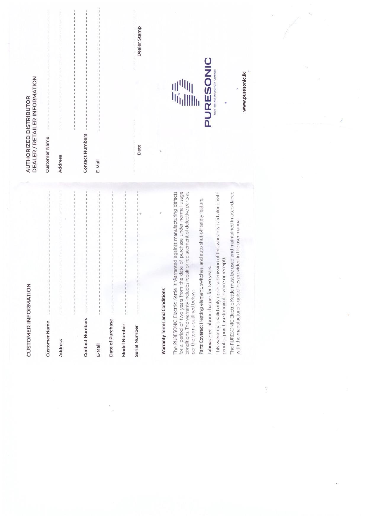 Warranty Front