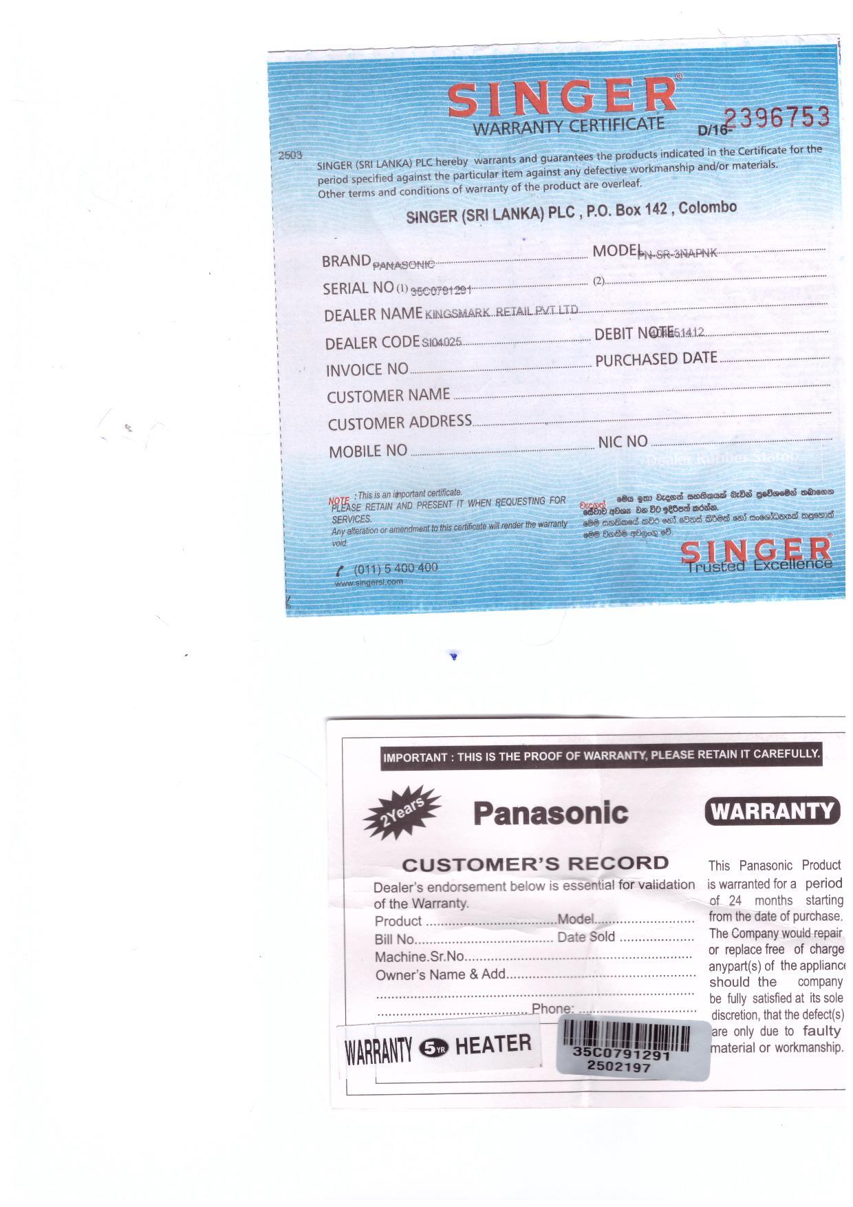 Warranty Front