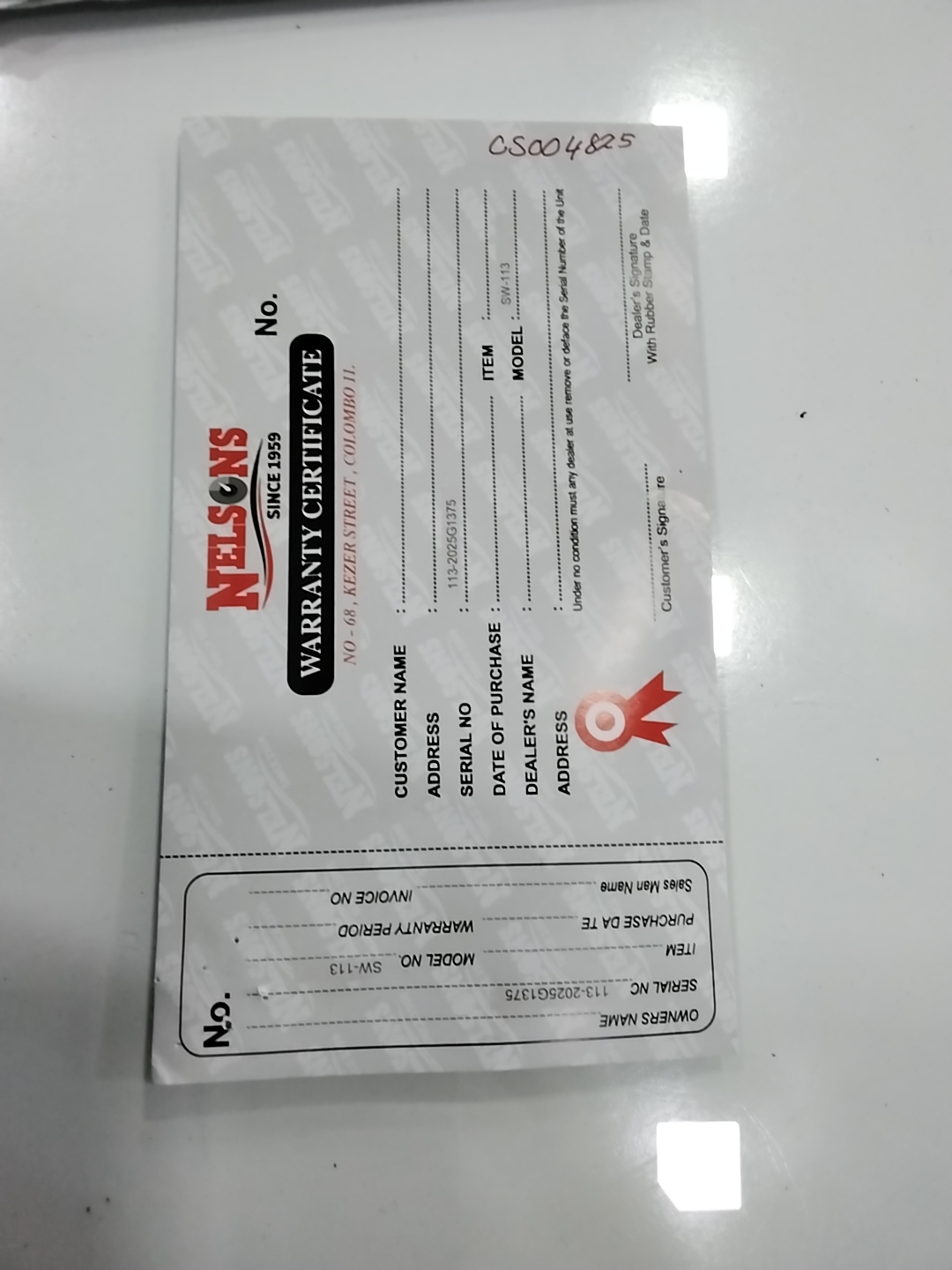 Warranty Front