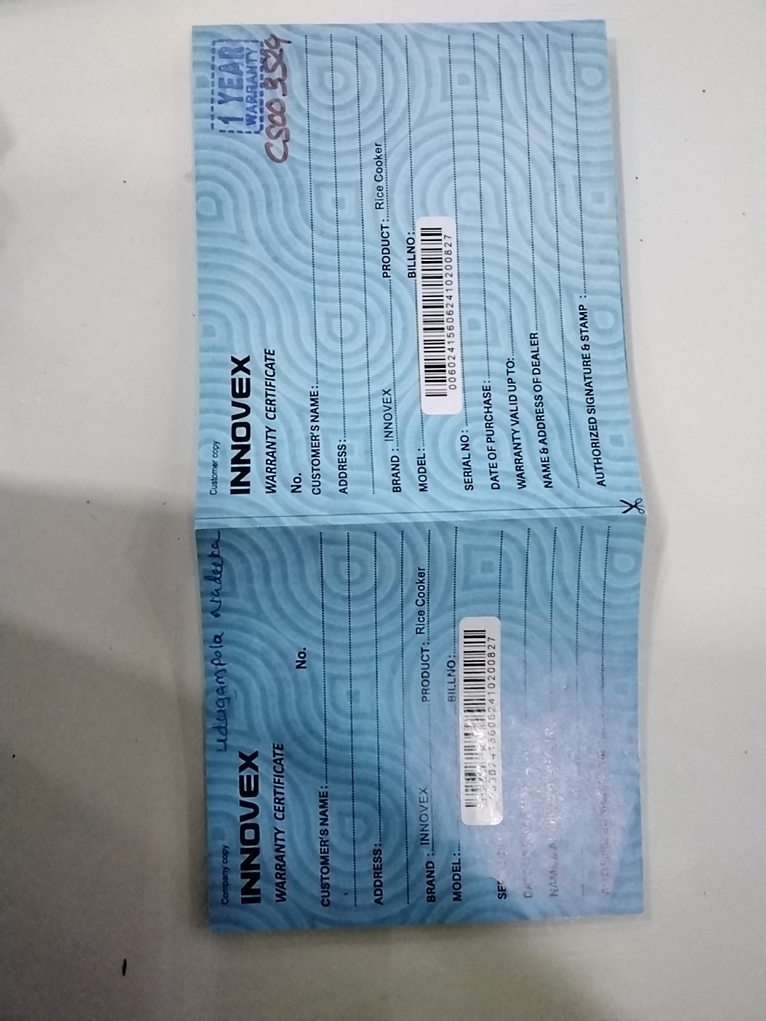 Warranty Front