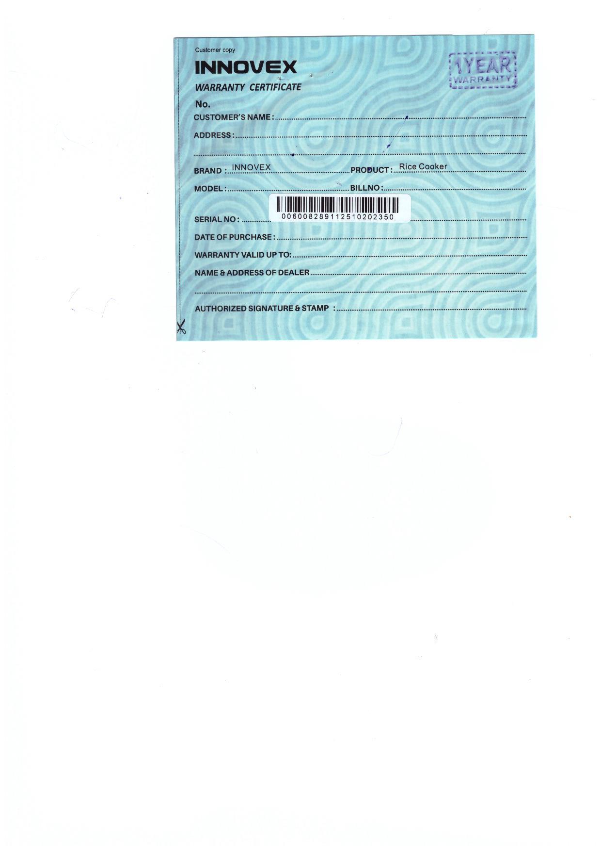 Warranty Front