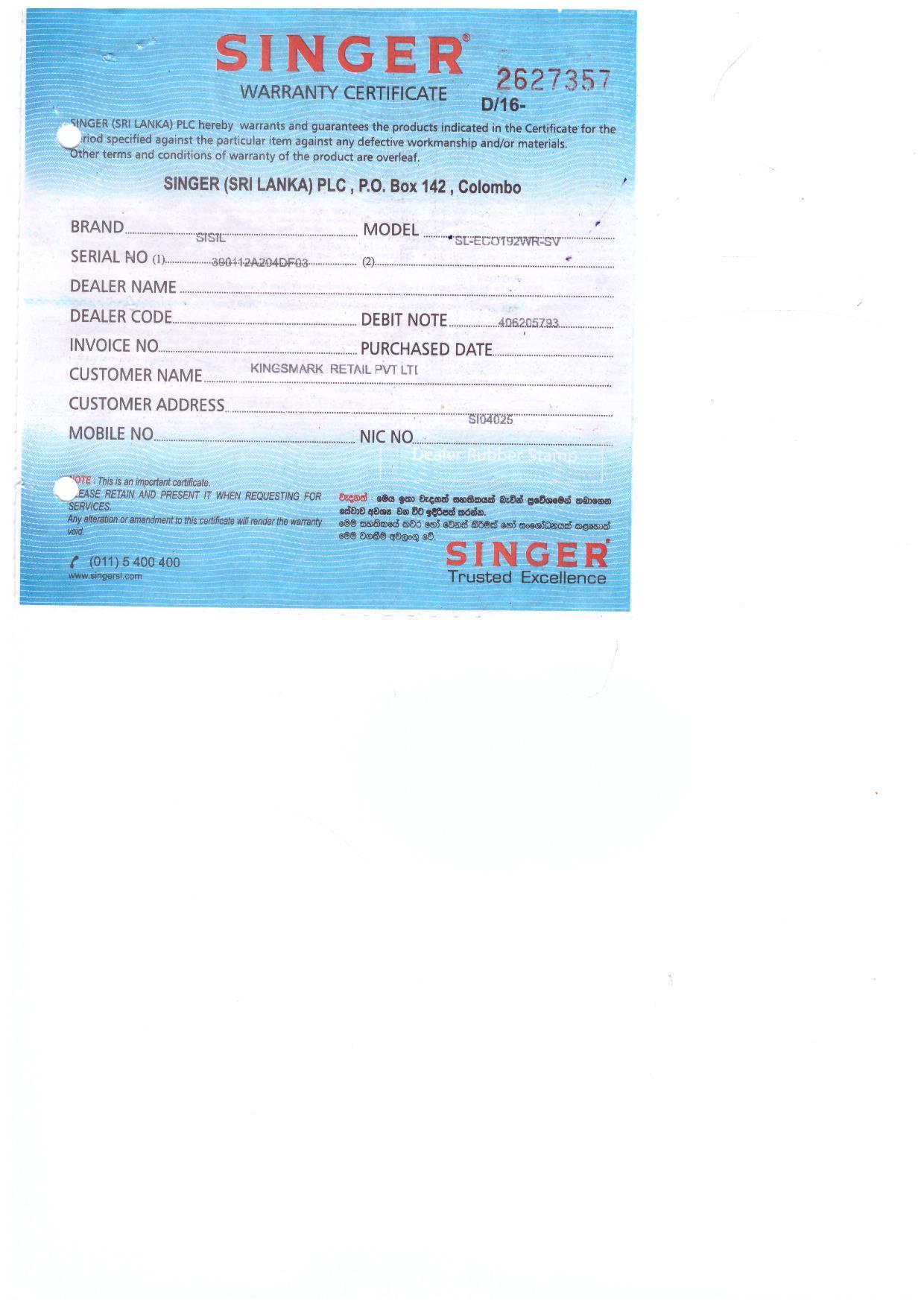 Warranty Front