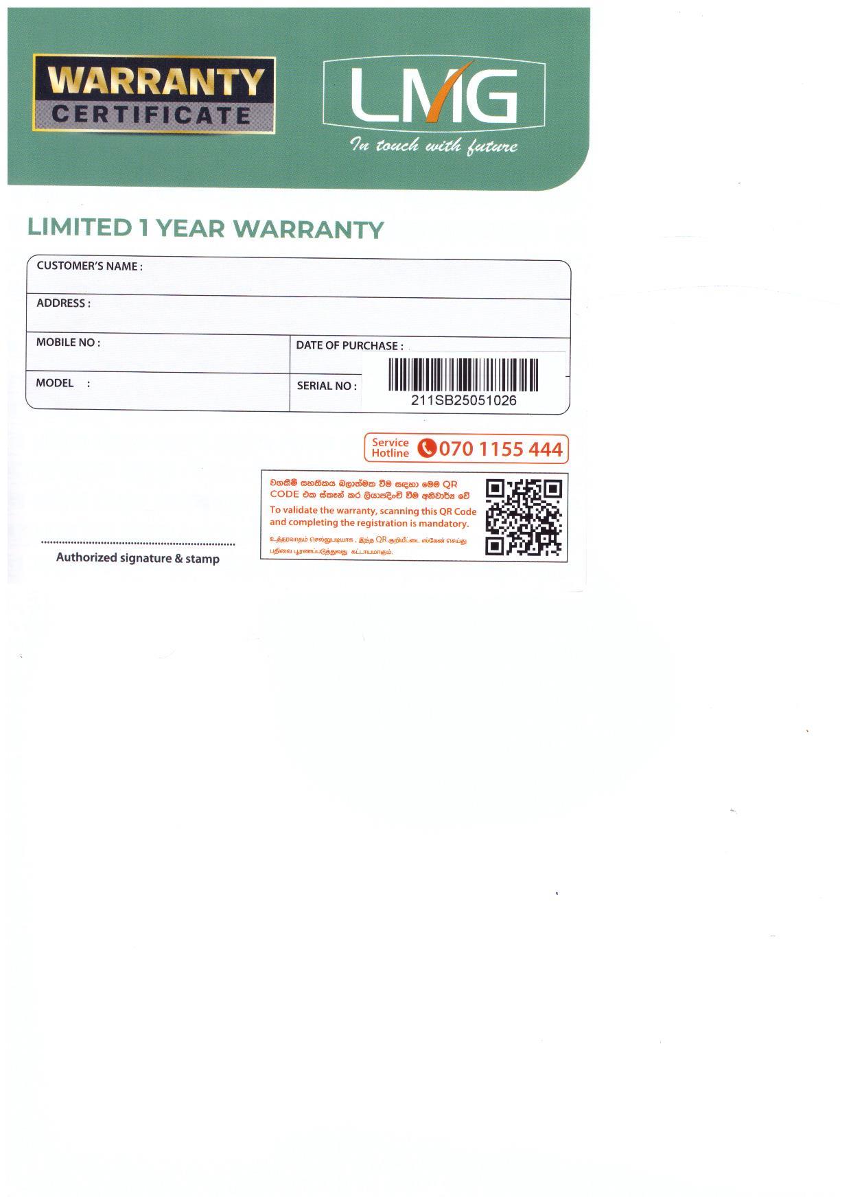 Warranty Front