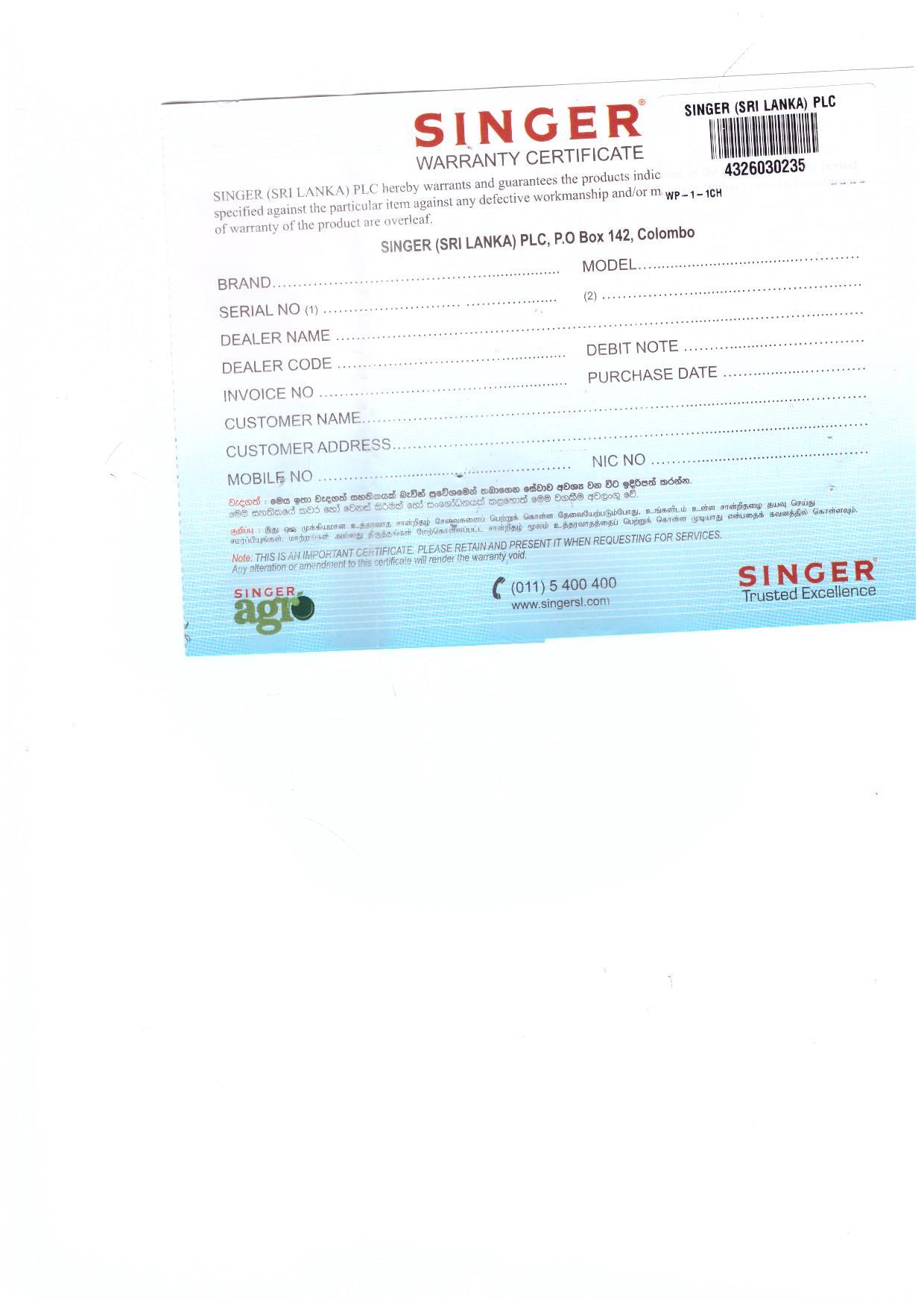 Warranty Front