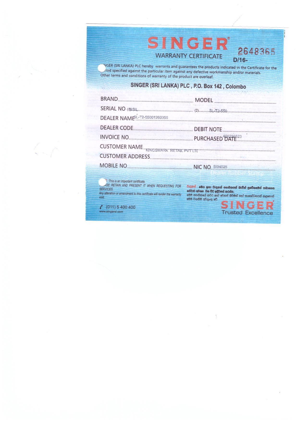 Warranty Front