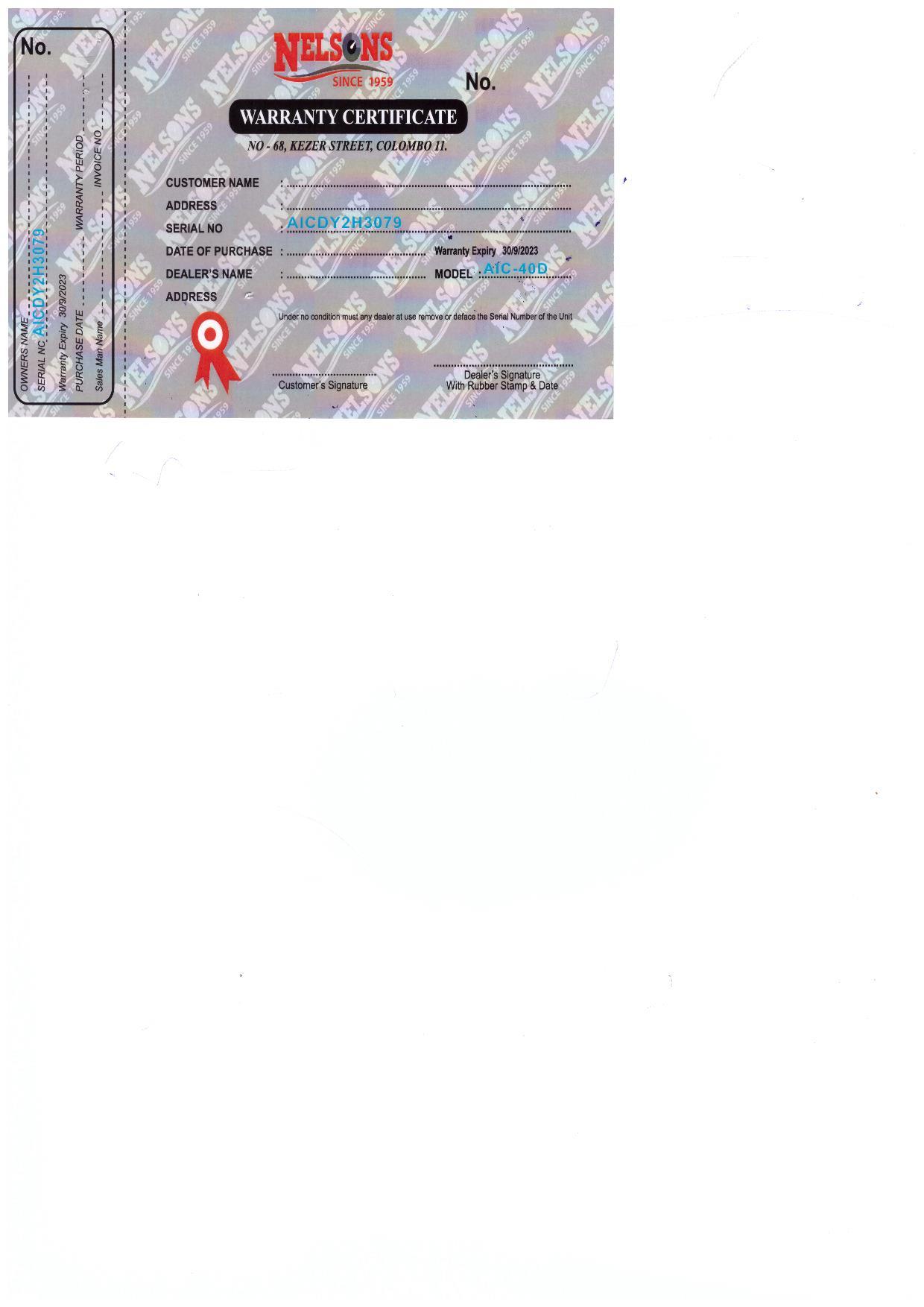 Warranty Front