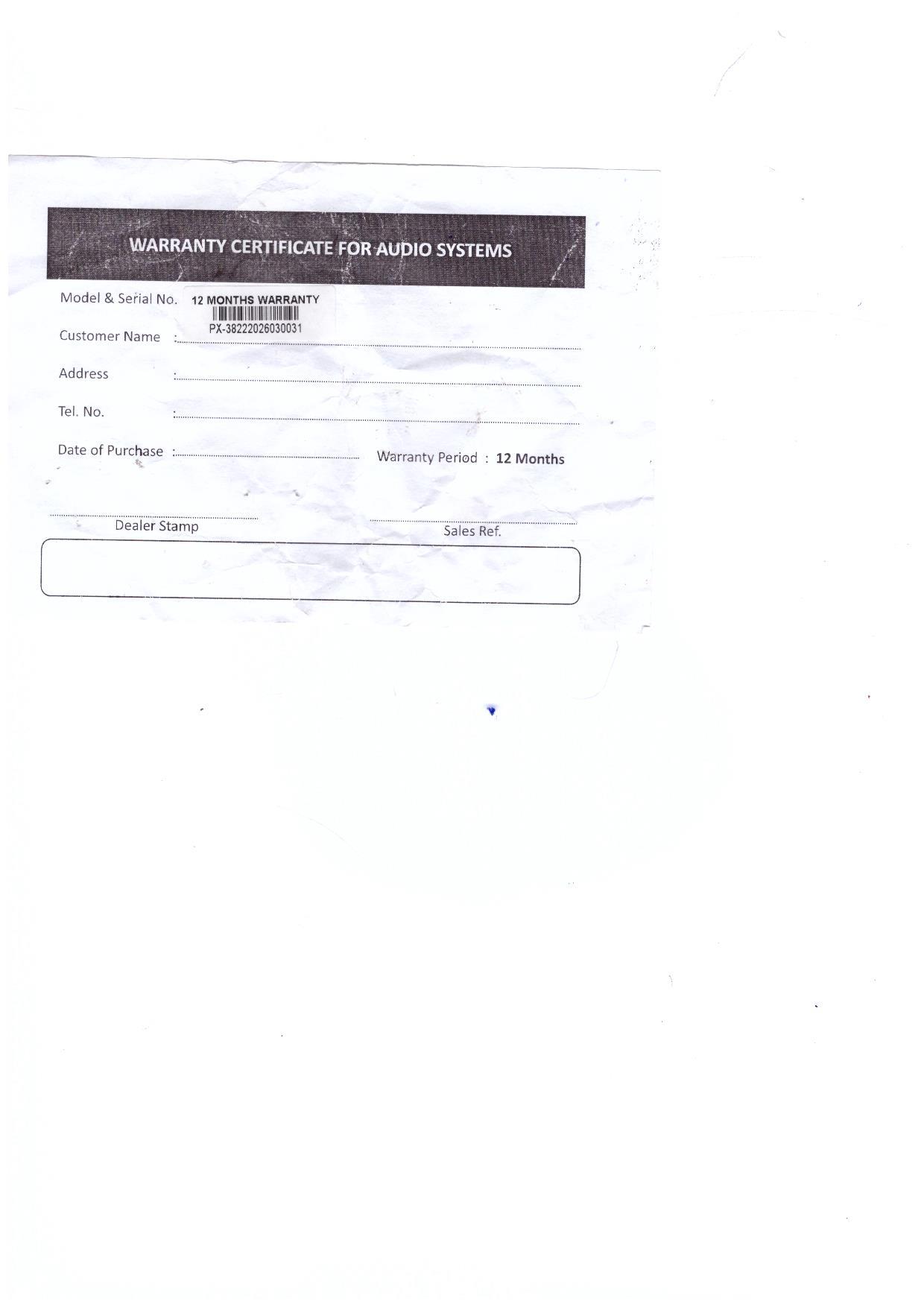 Warranty Front