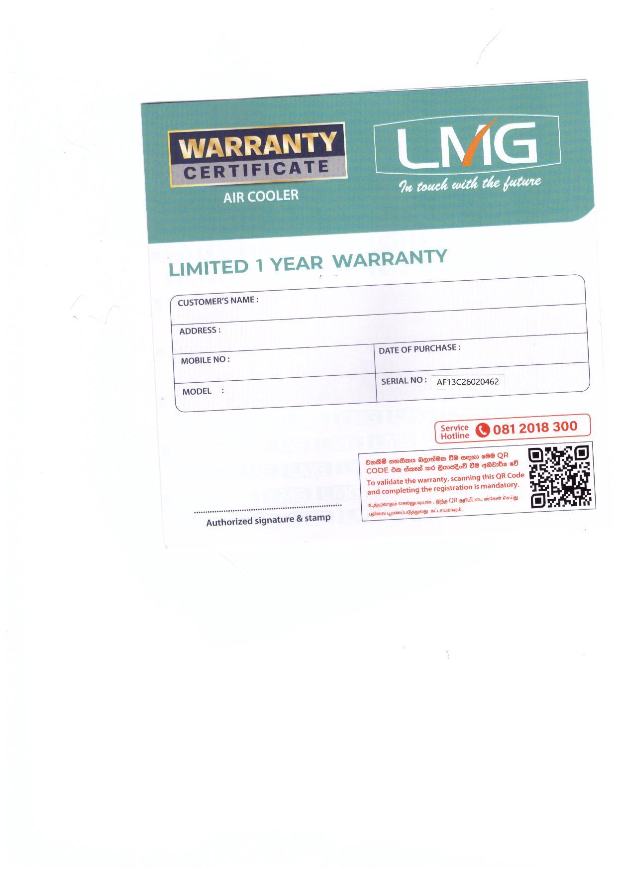 Warranty Front