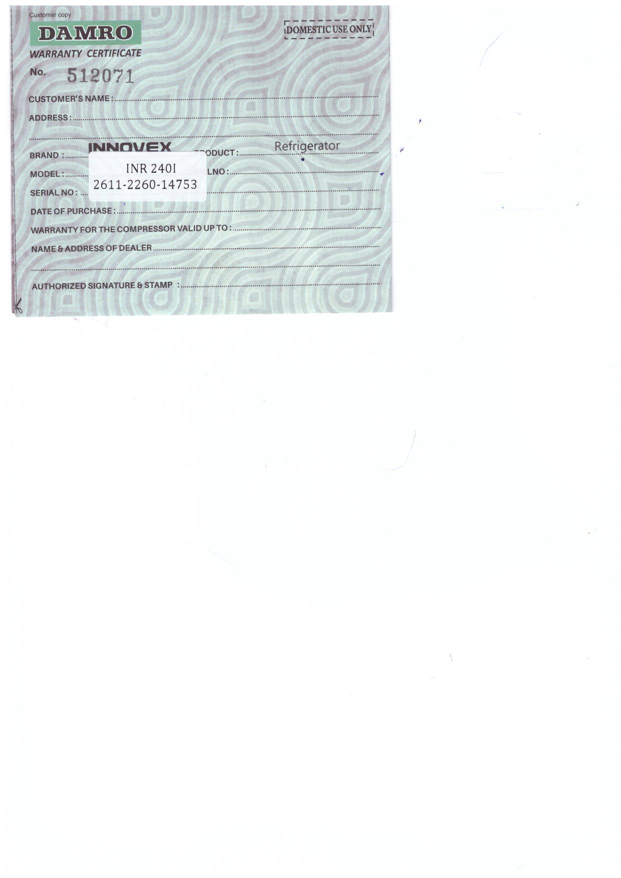 Warranty Front