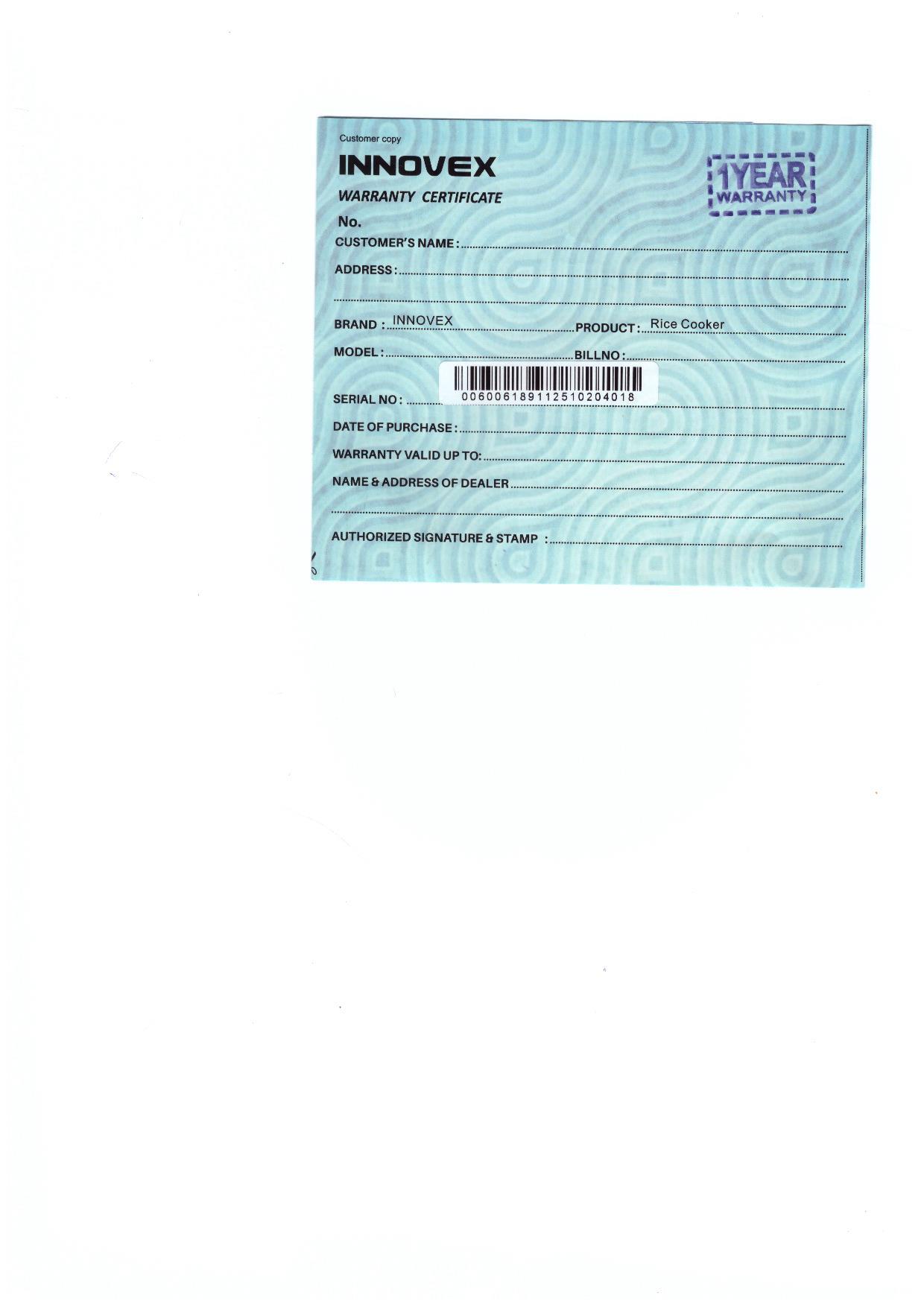 Warranty Front