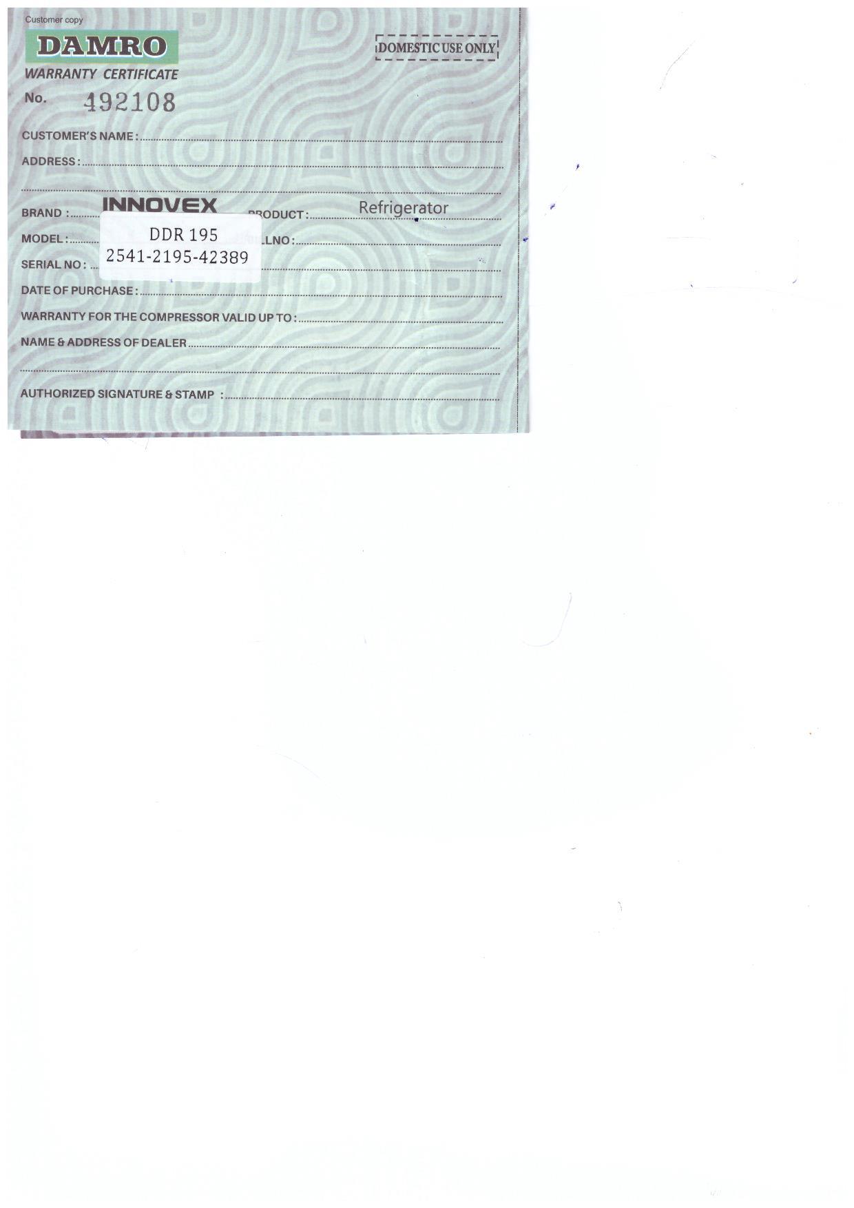 Warranty Front