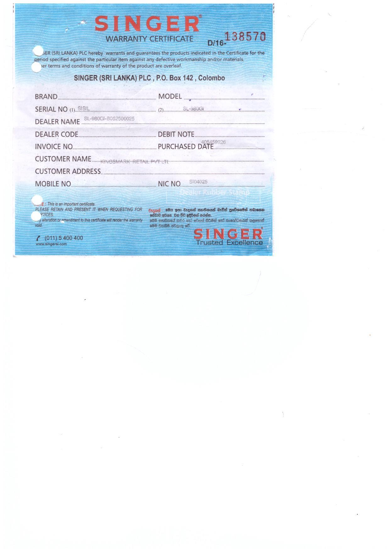 Warranty Front
