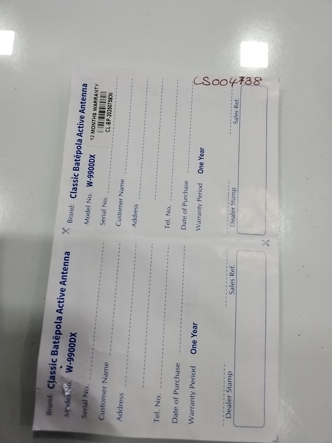 Warranty Front