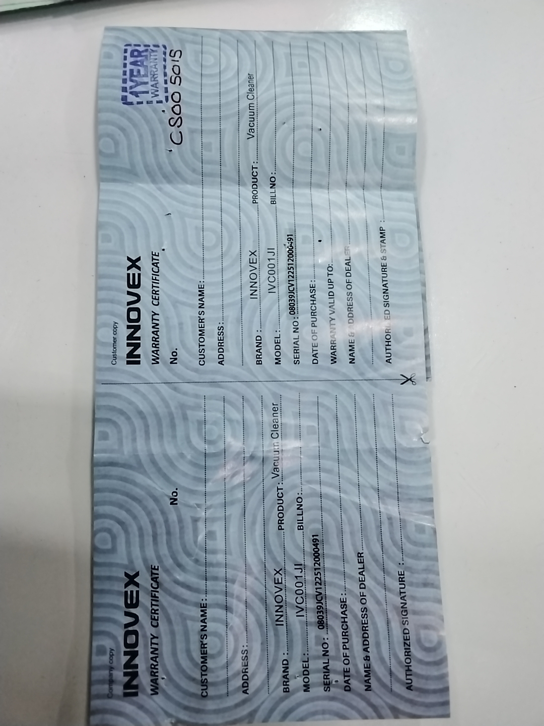 Warranty Front