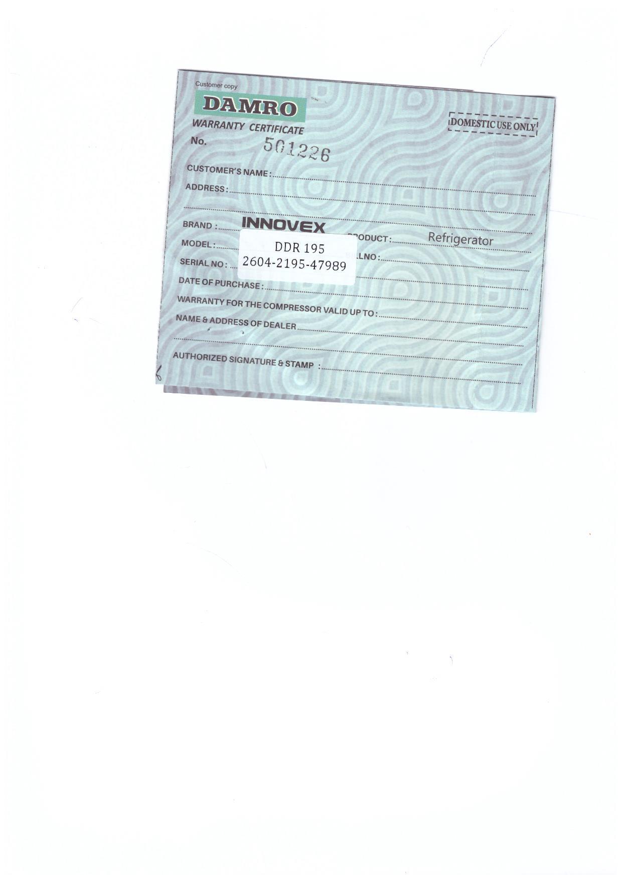 Warranty Front
