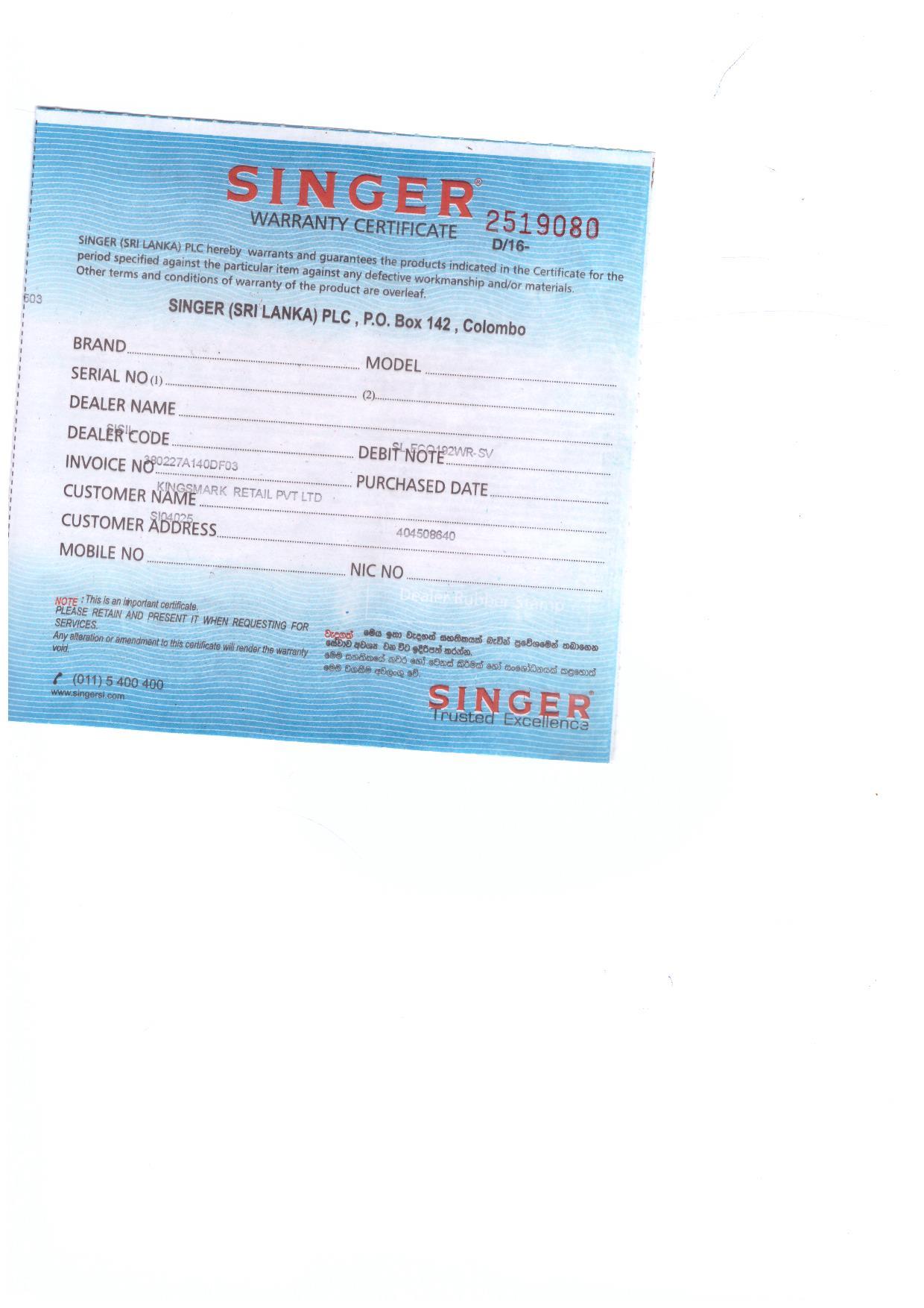 Warranty Front
