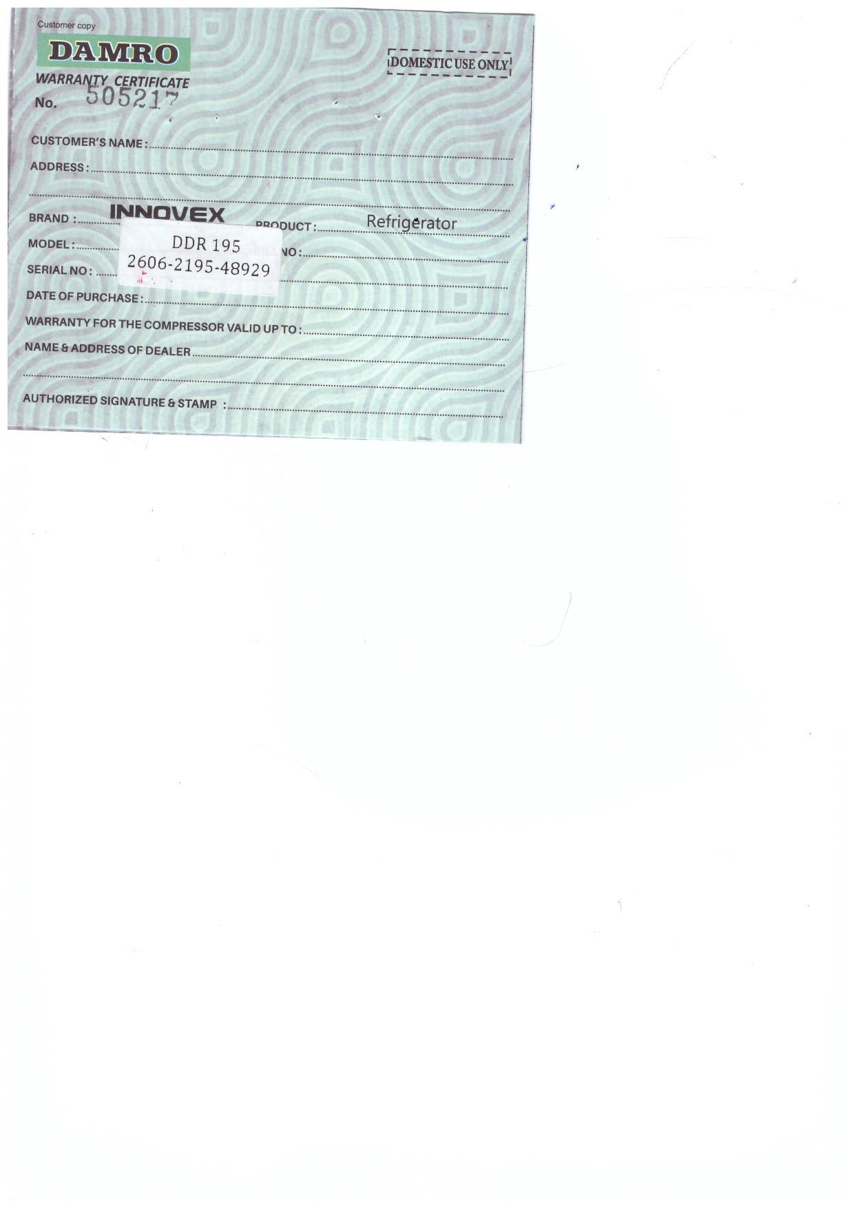 Warranty Front