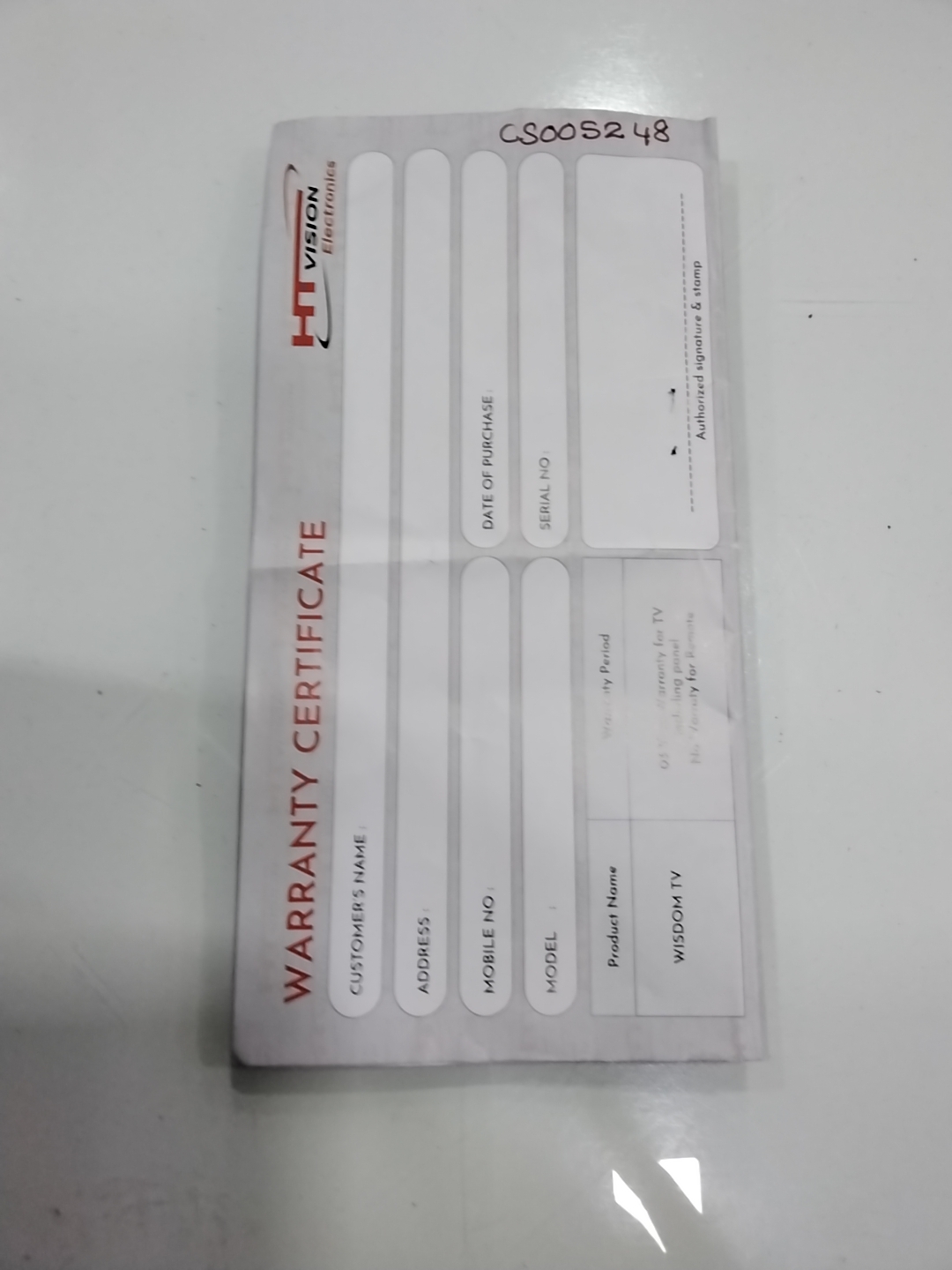 Warranty Front