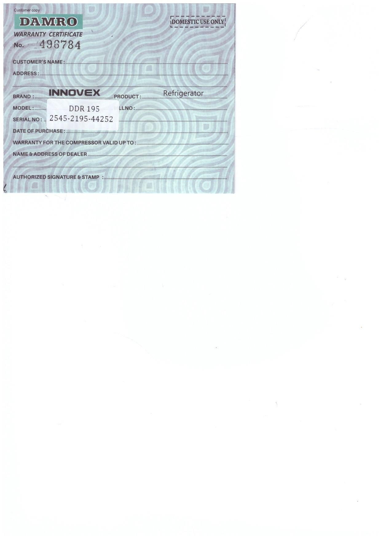 Warranty Front