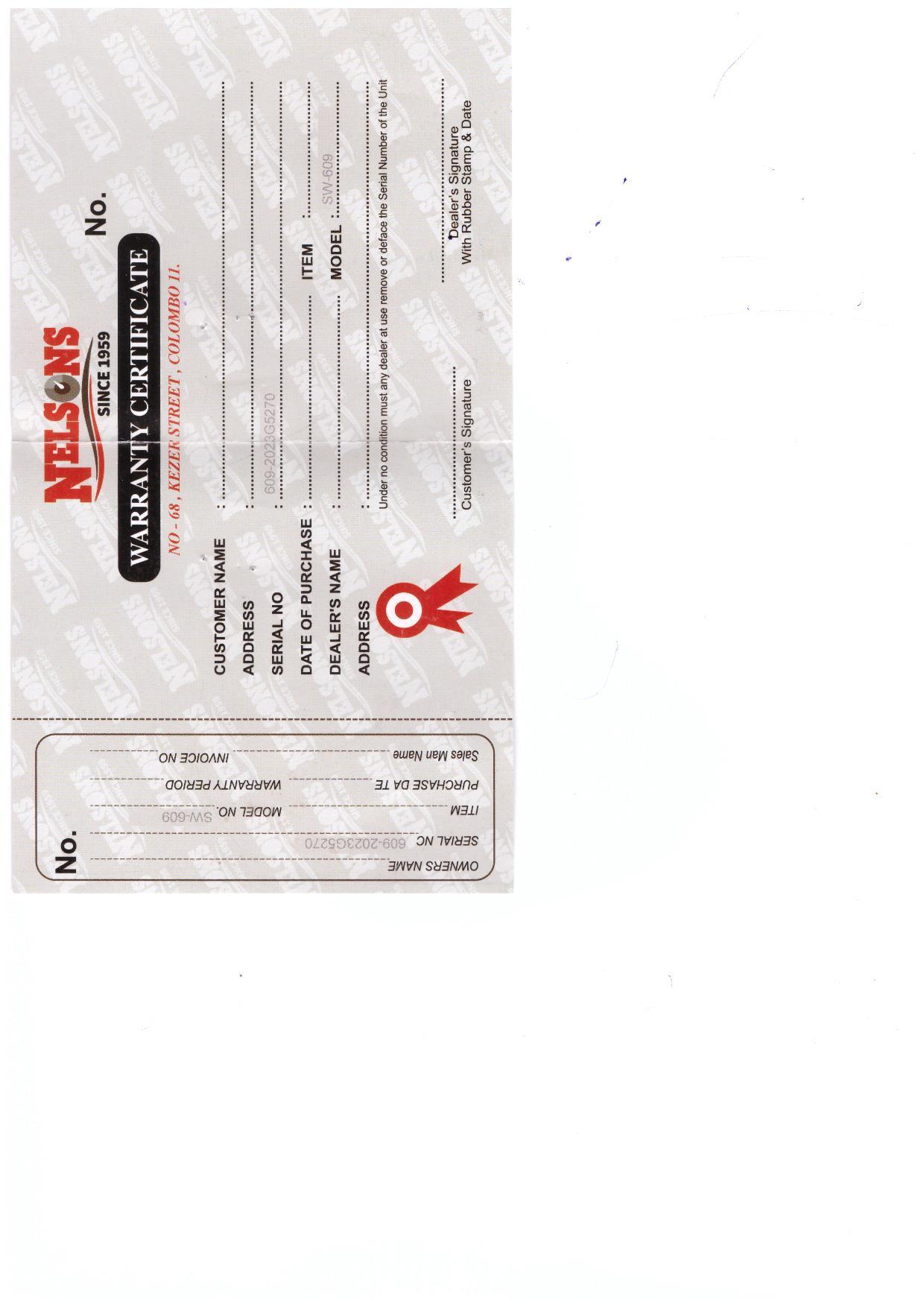 Warranty Front