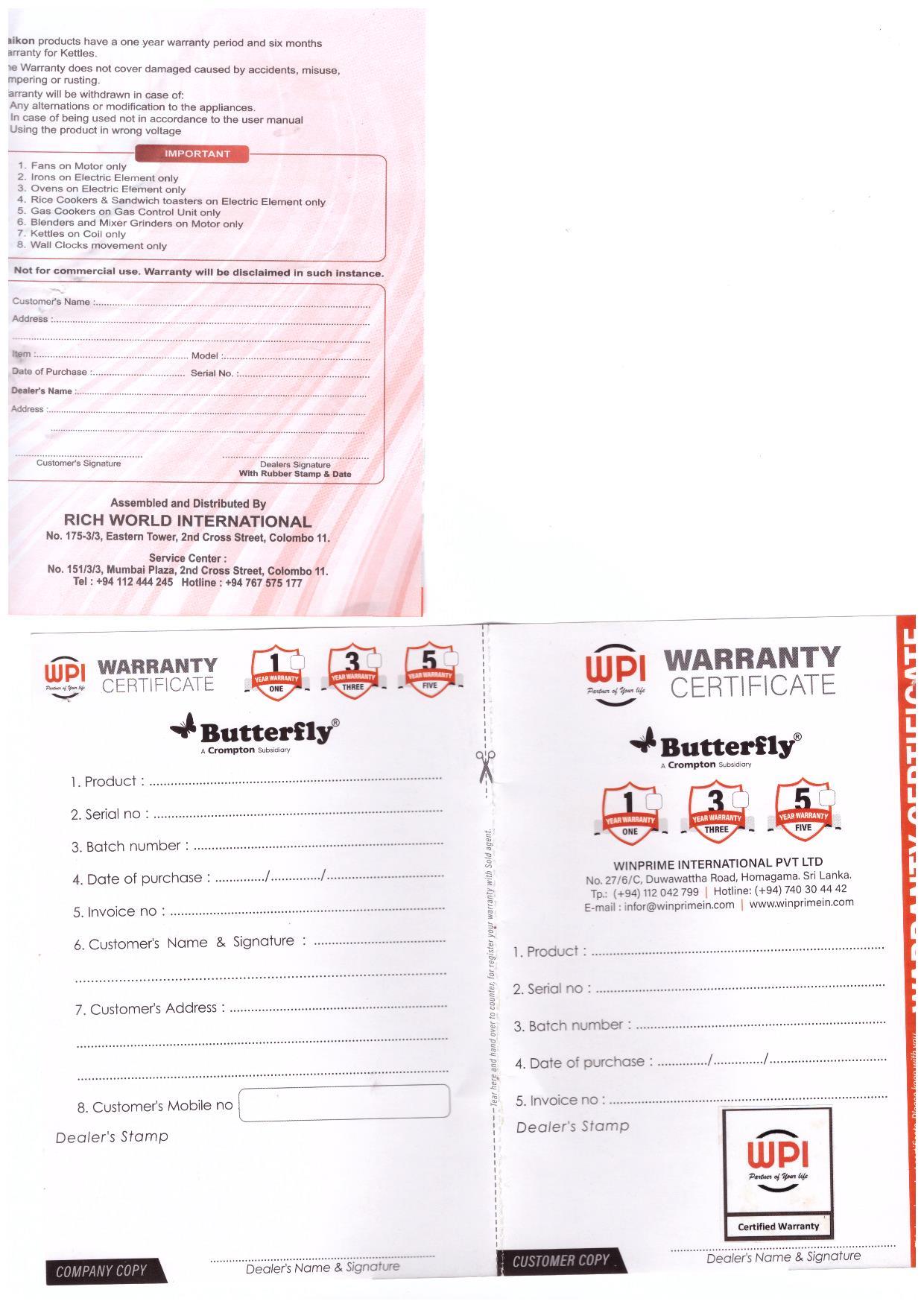 Warranty Front