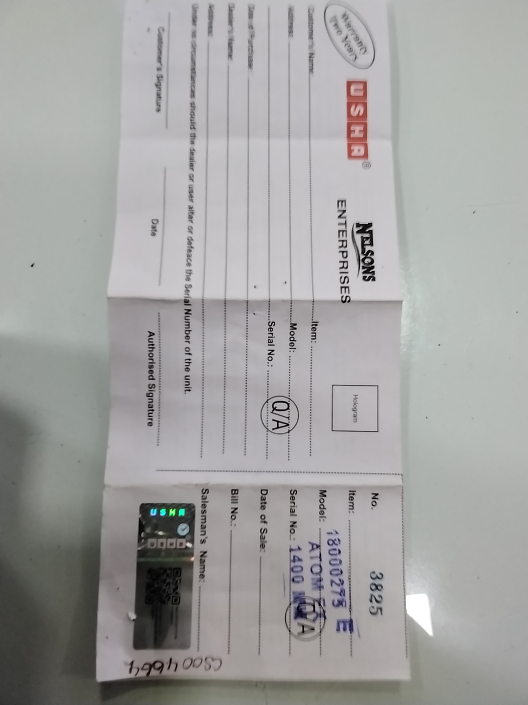 Warranty Front
