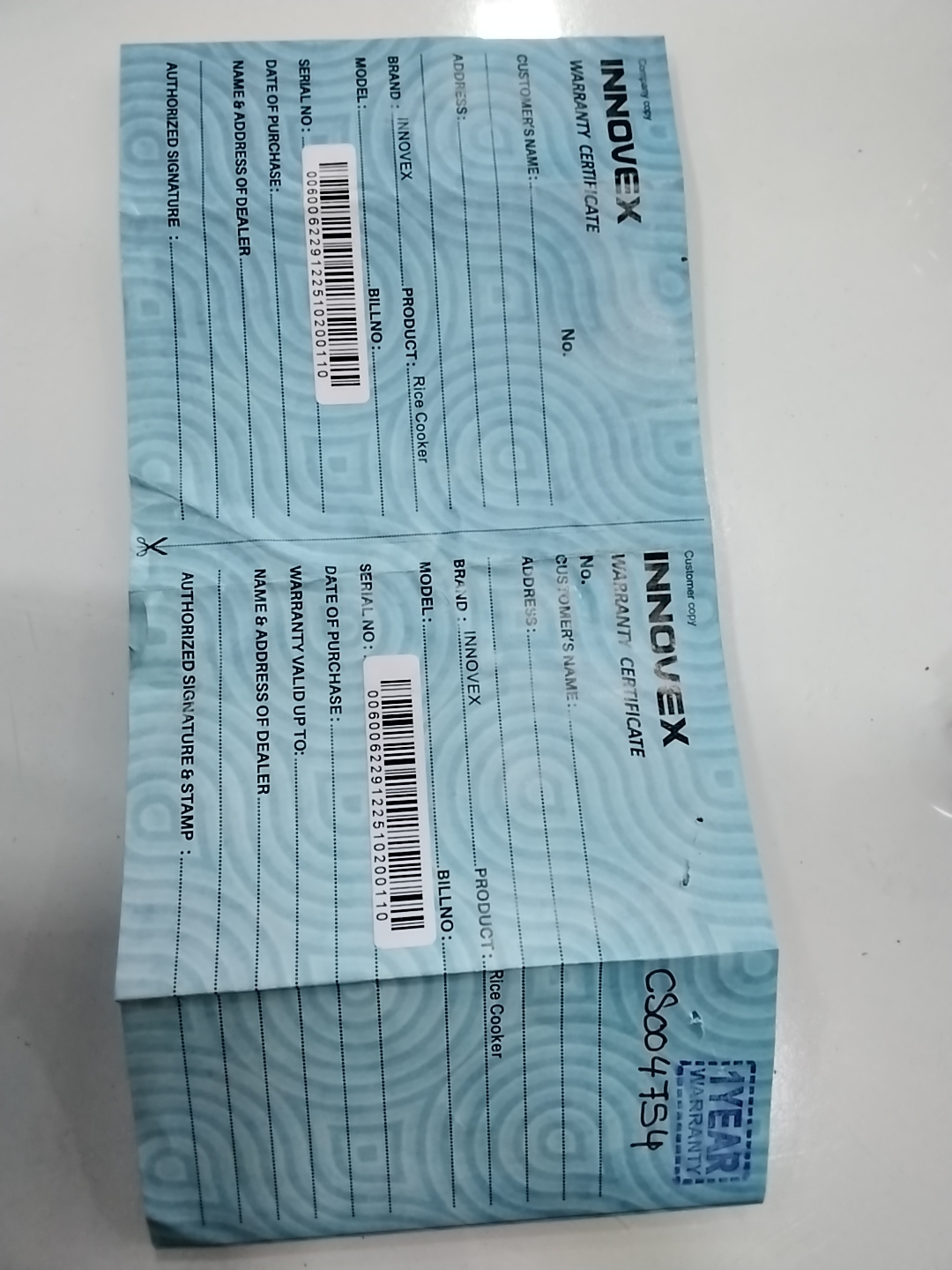 Warranty Front