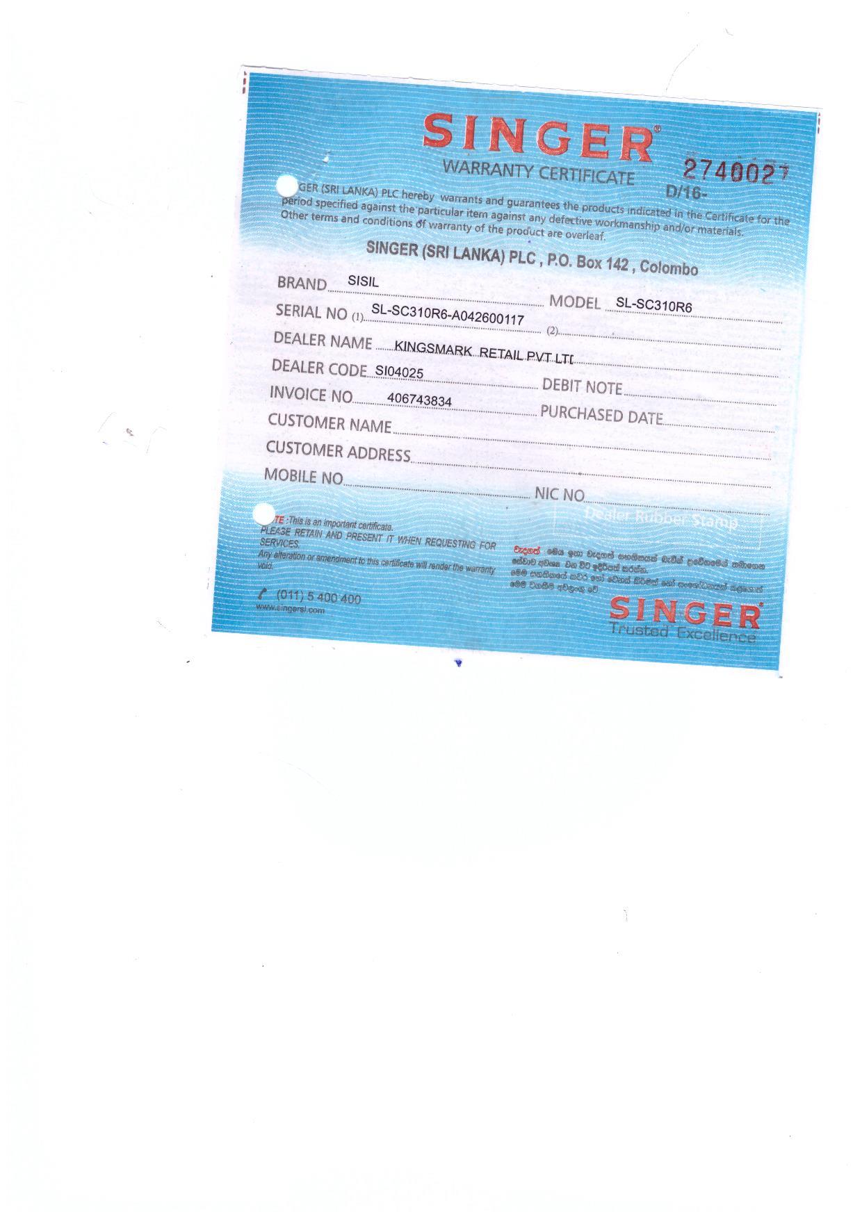 Warranty Front