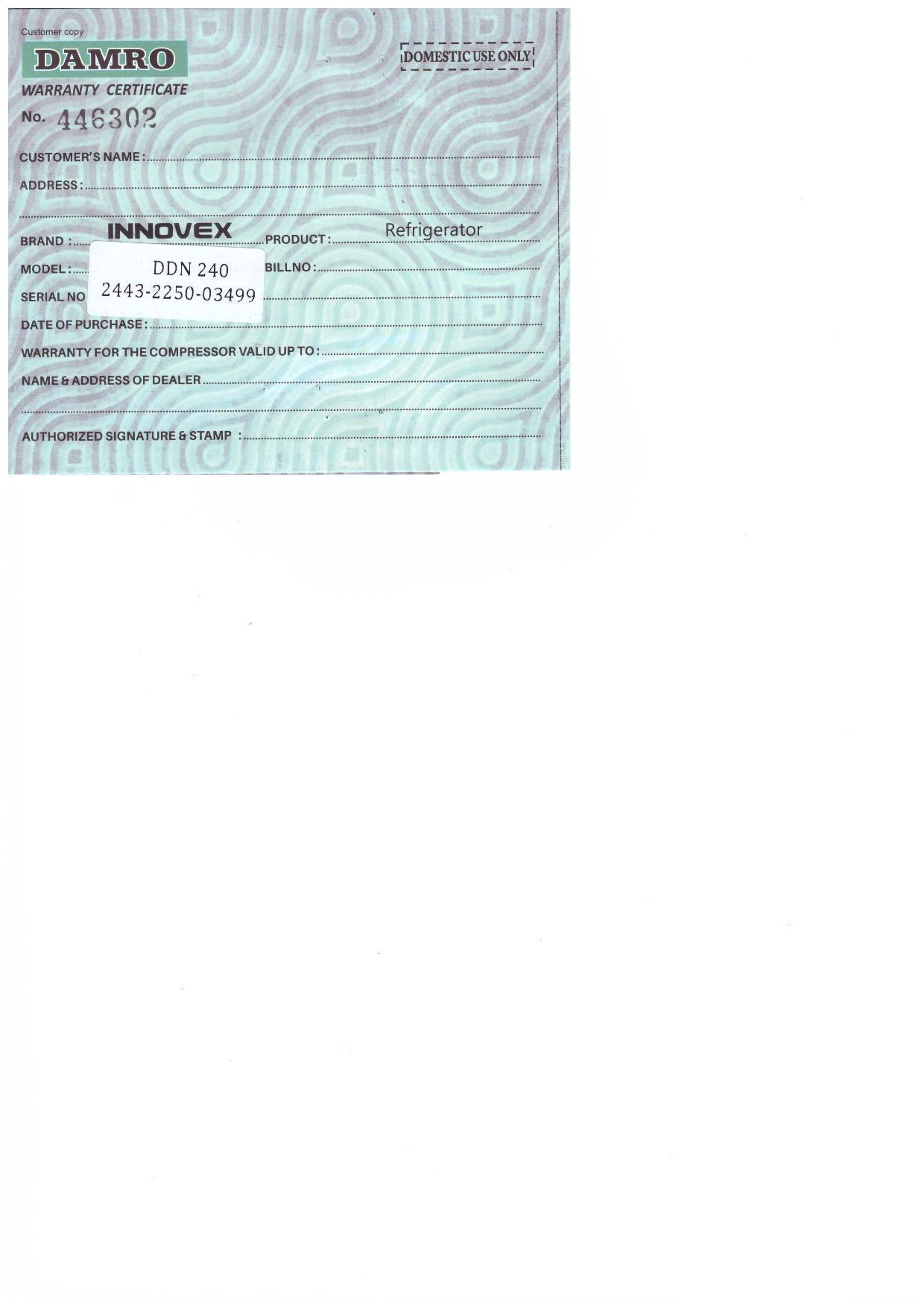 Warranty Front