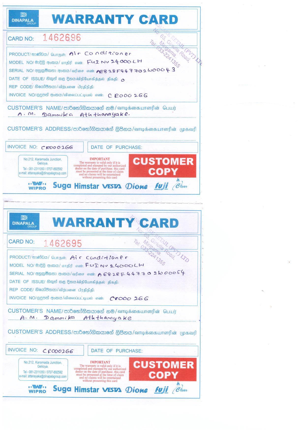 Warranty Front
