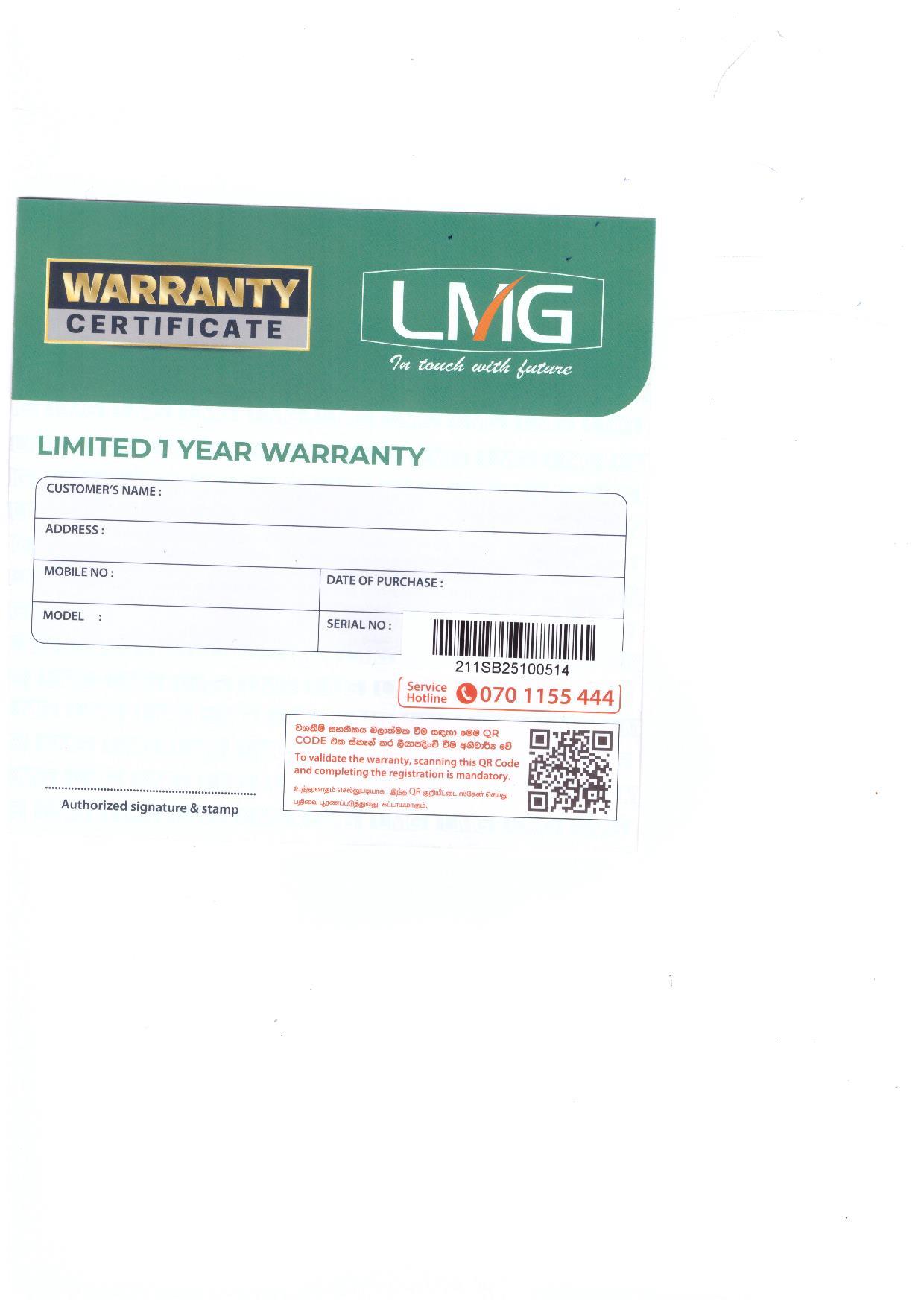 Warranty Front
