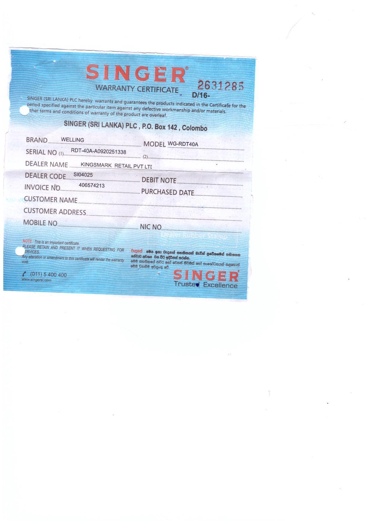 Warranty Front