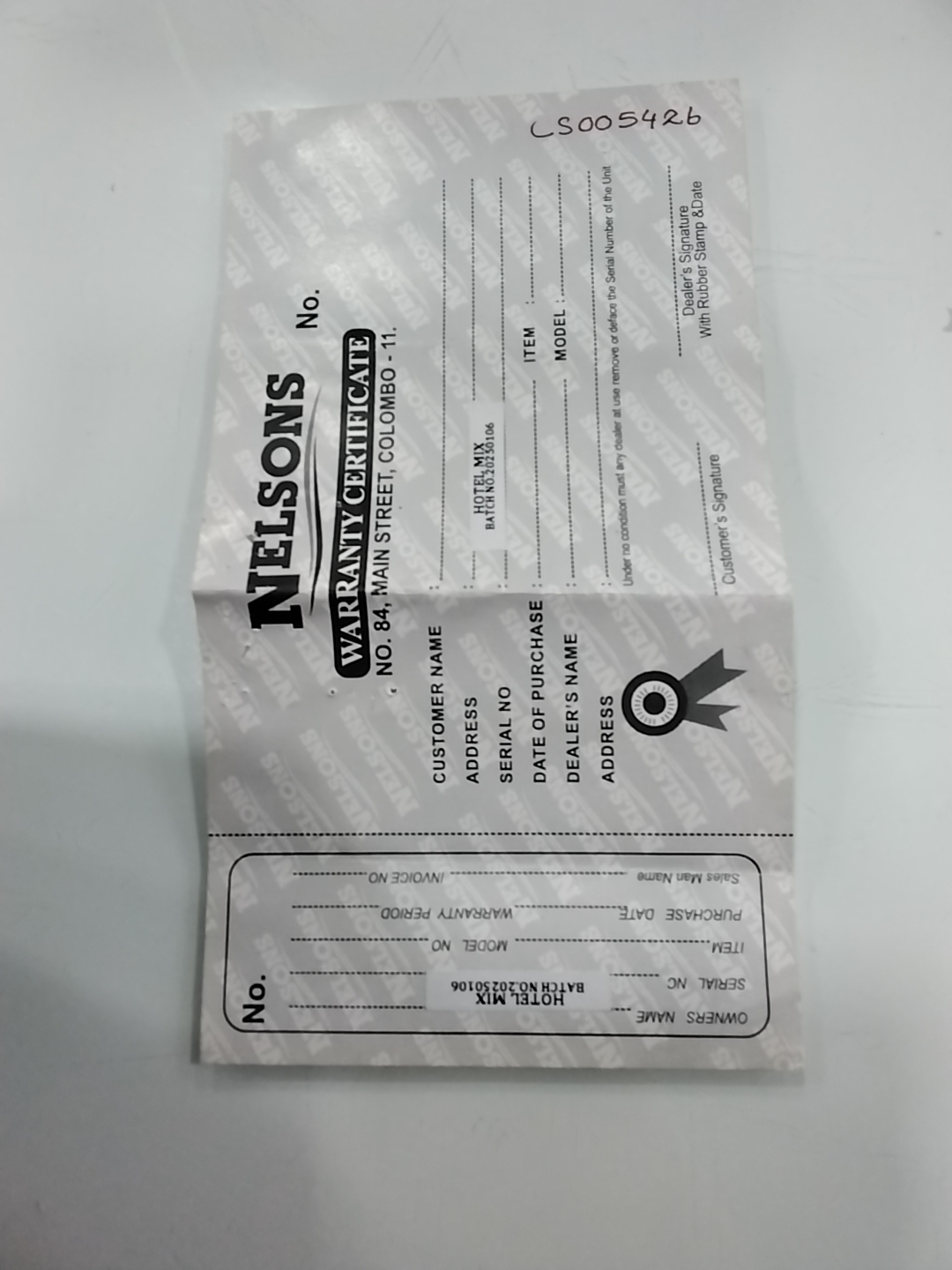 Warranty Front