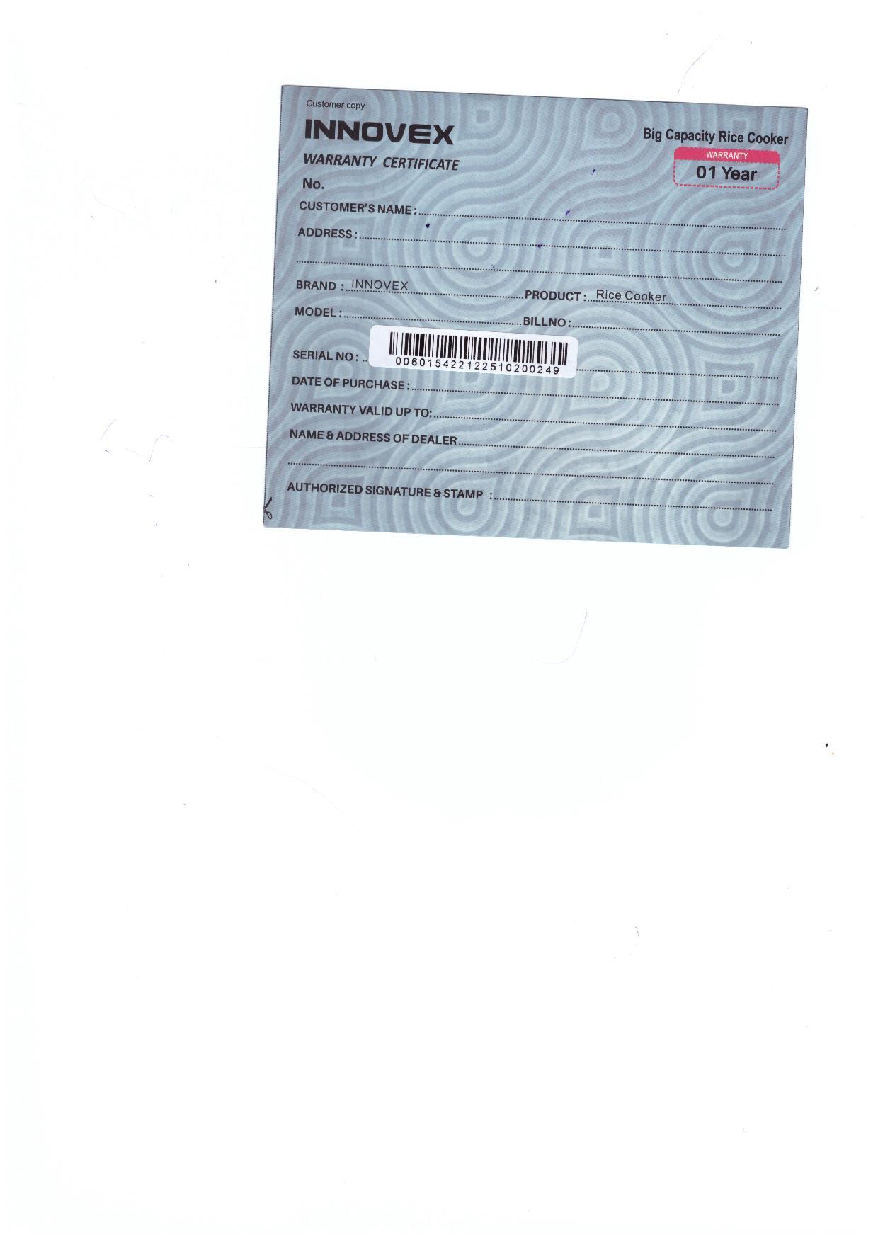 Warranty Front