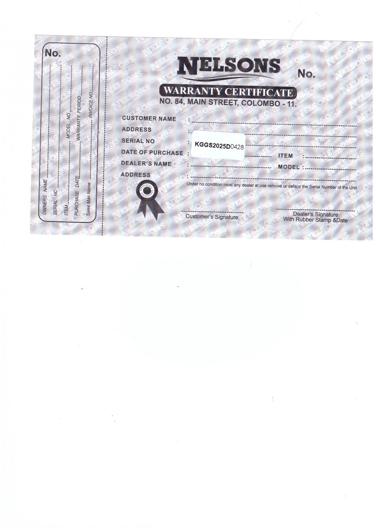Warranty Front