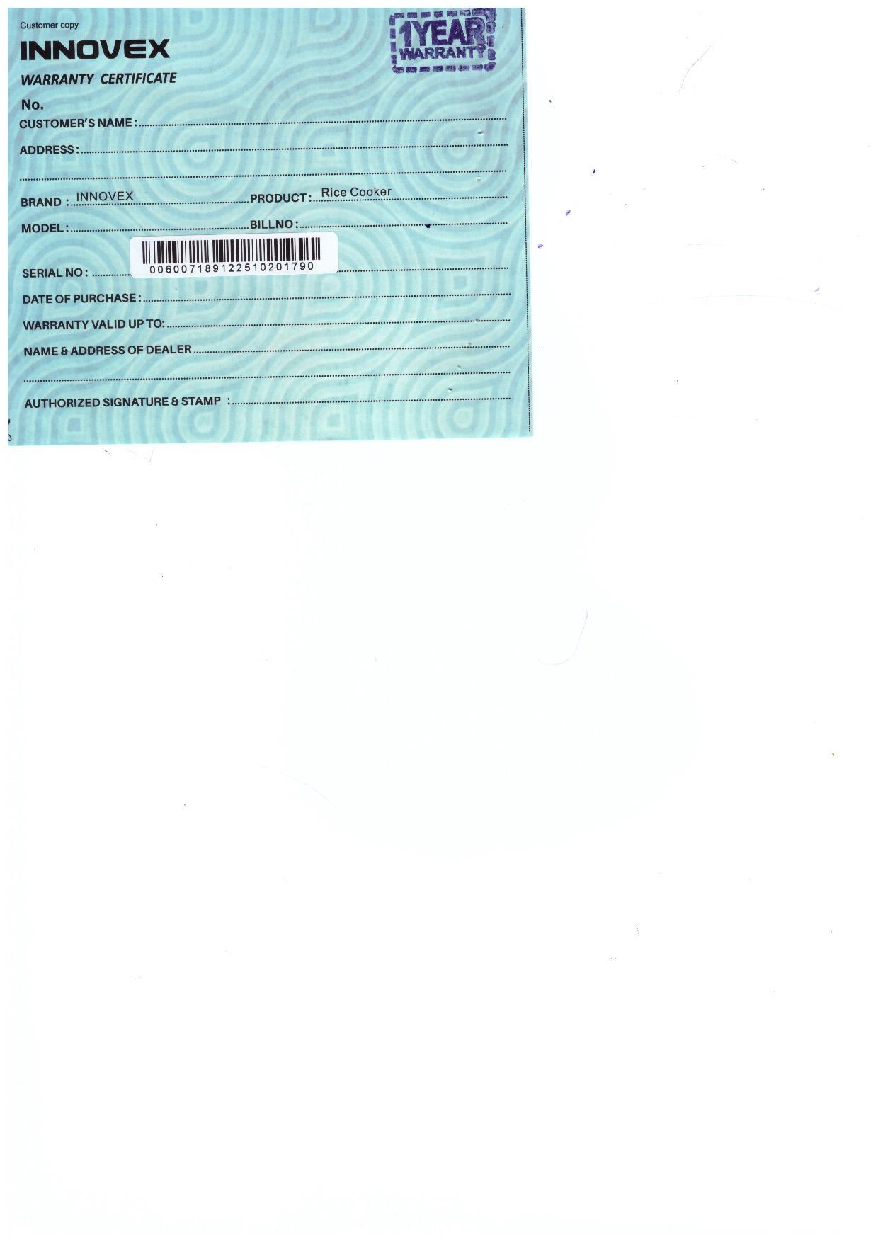 Warranty Front