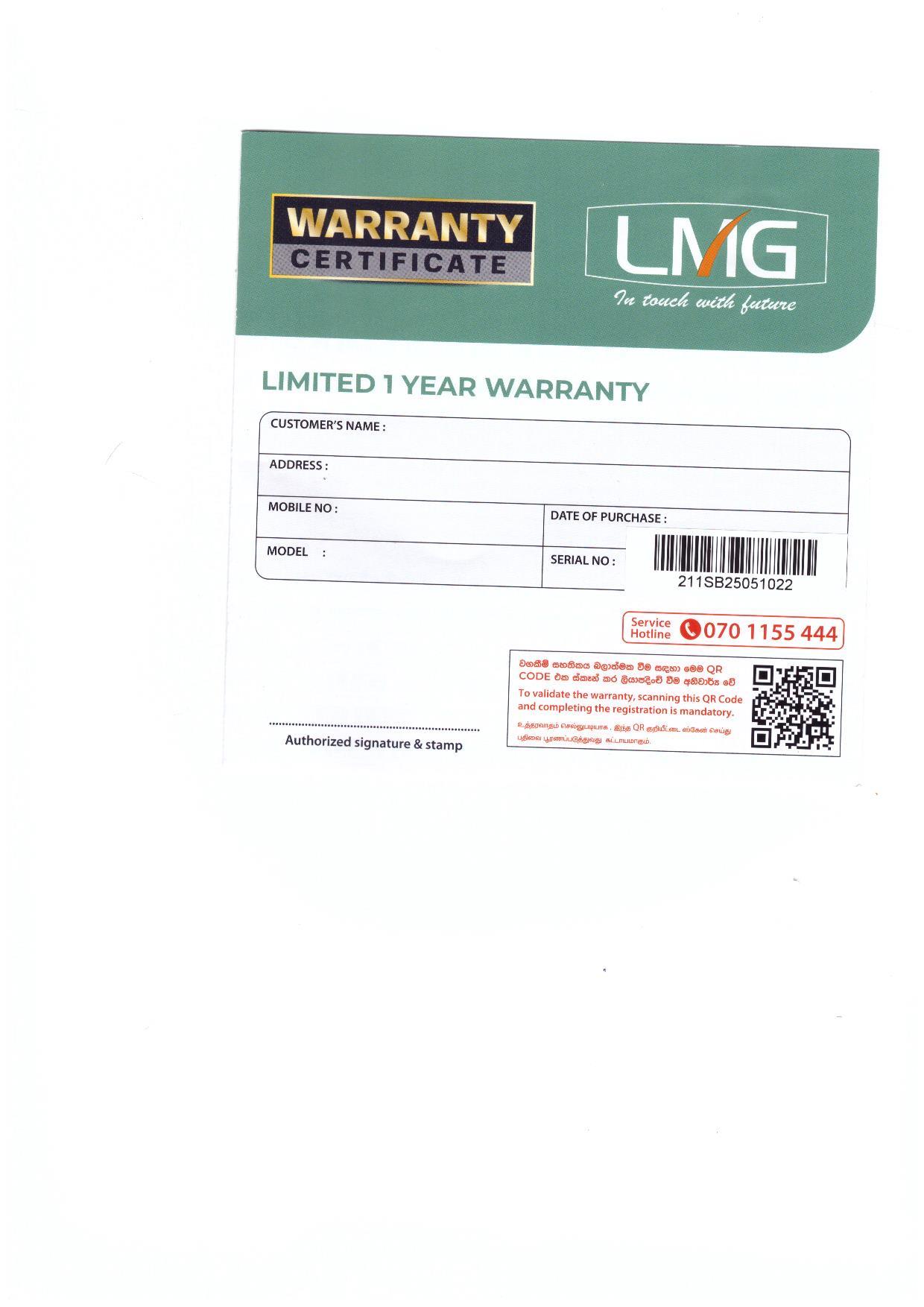 Warranty Front