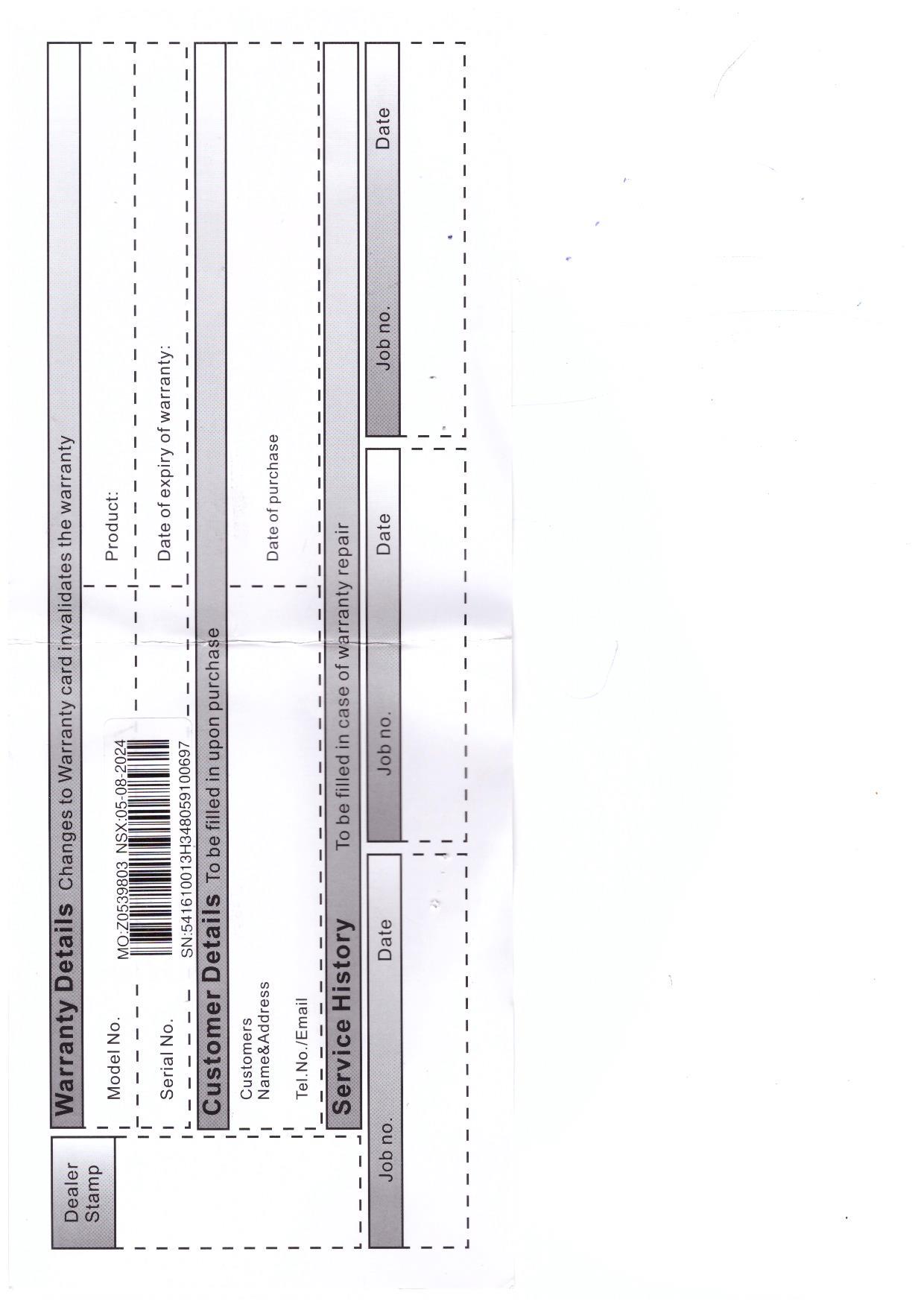 Warranty Front