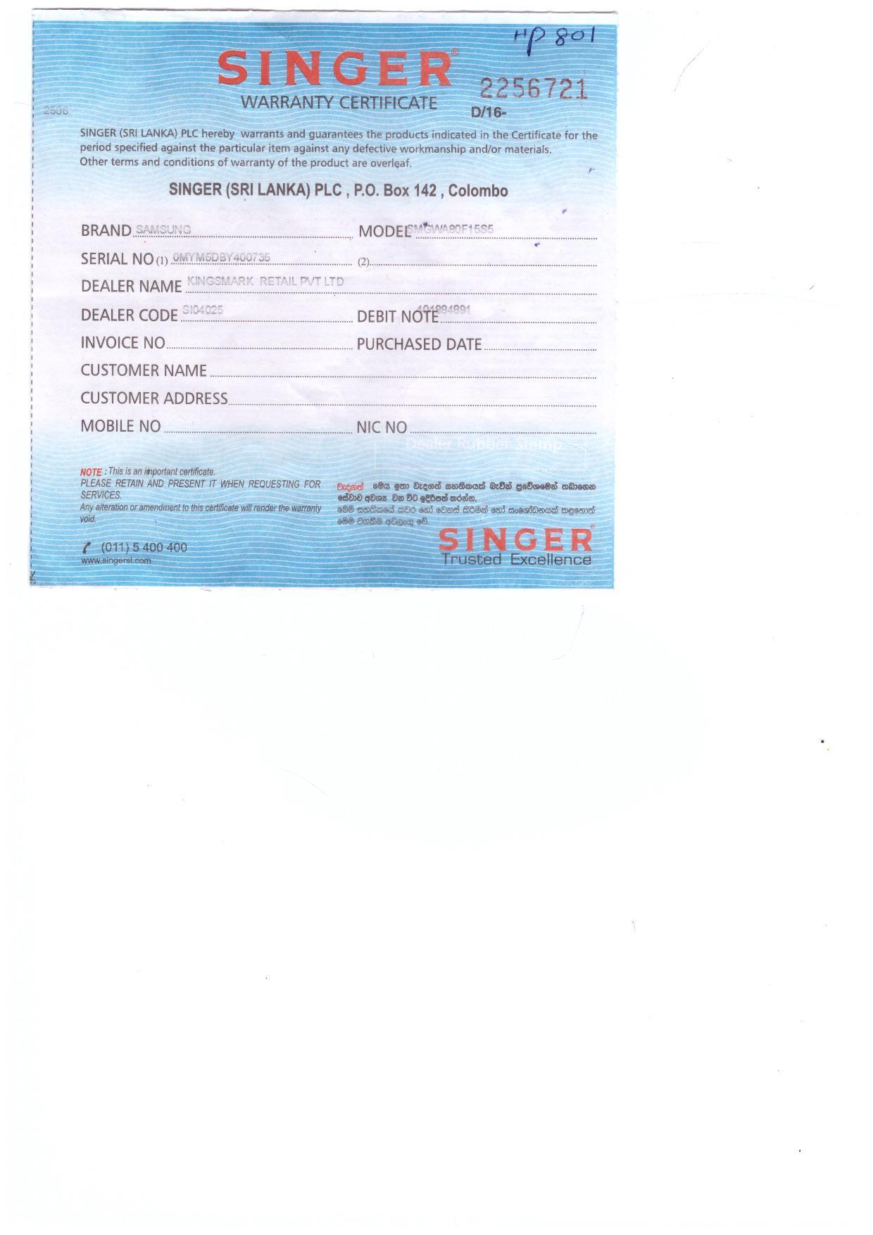 Warranty Front